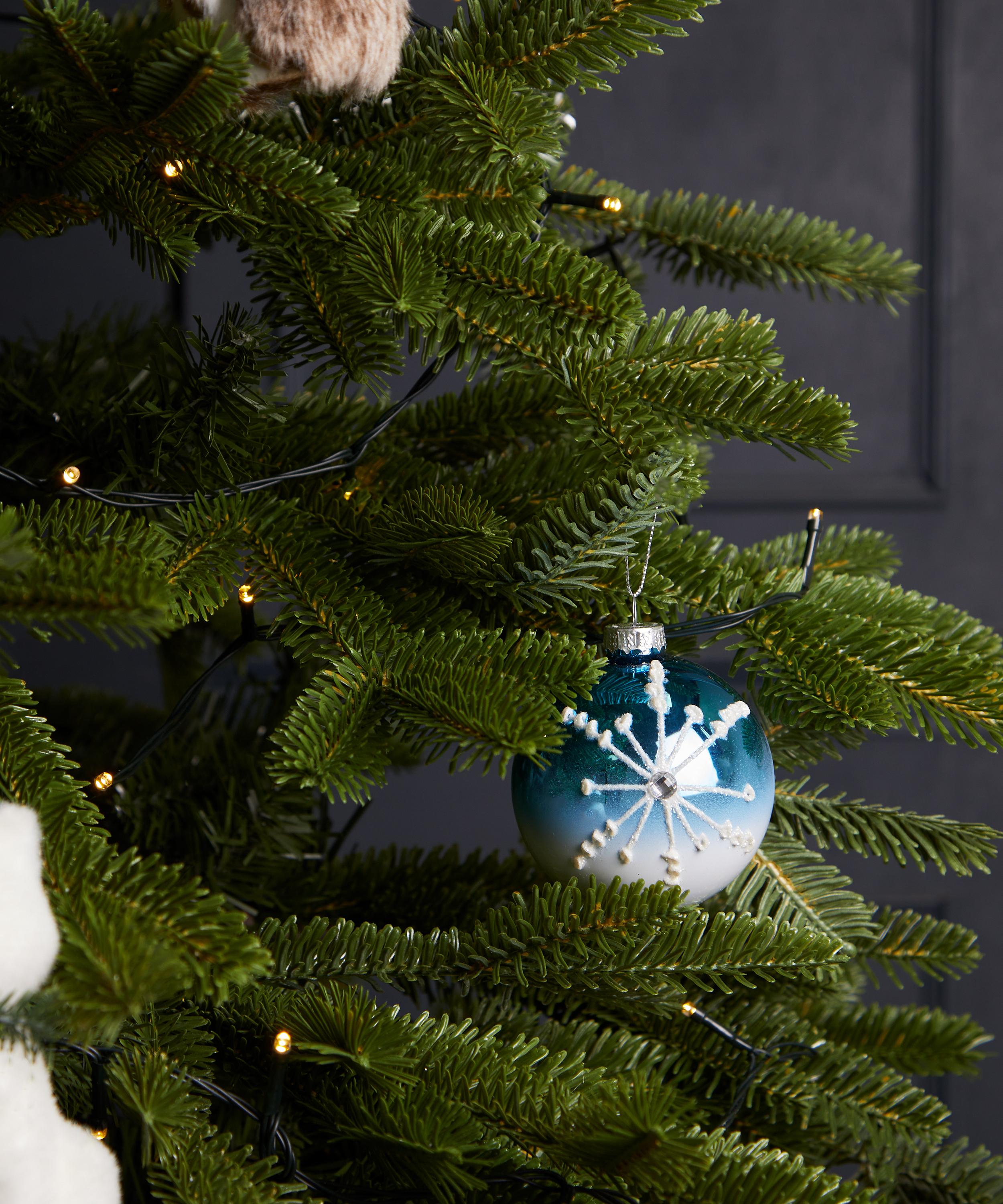 Christmas - Glass Blue Snowflake Bauble image number 1