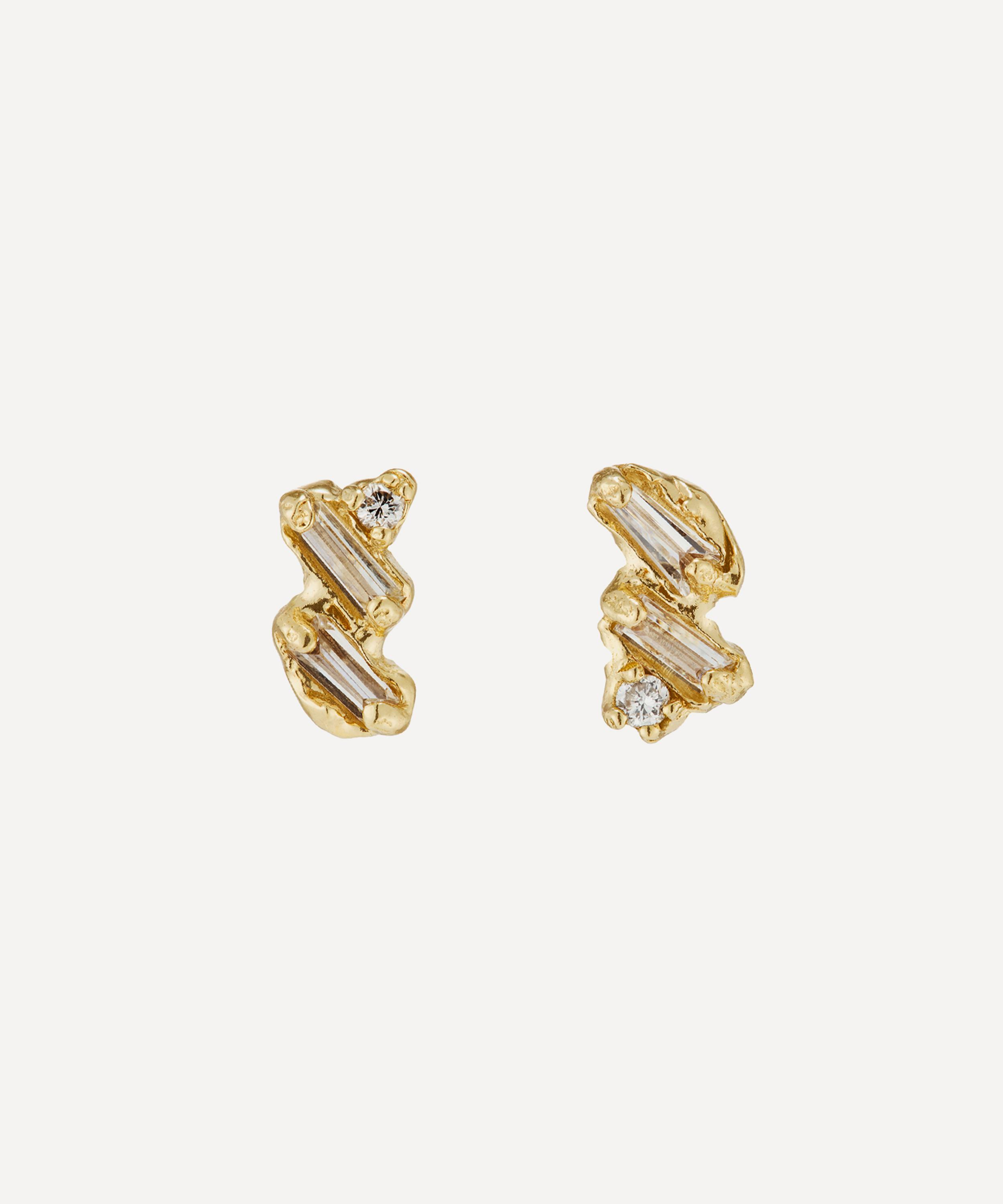 Ellis Mhairi Cameron - 14ct Gold Armach Mixed Diamond Scatter Small Stud Earrings