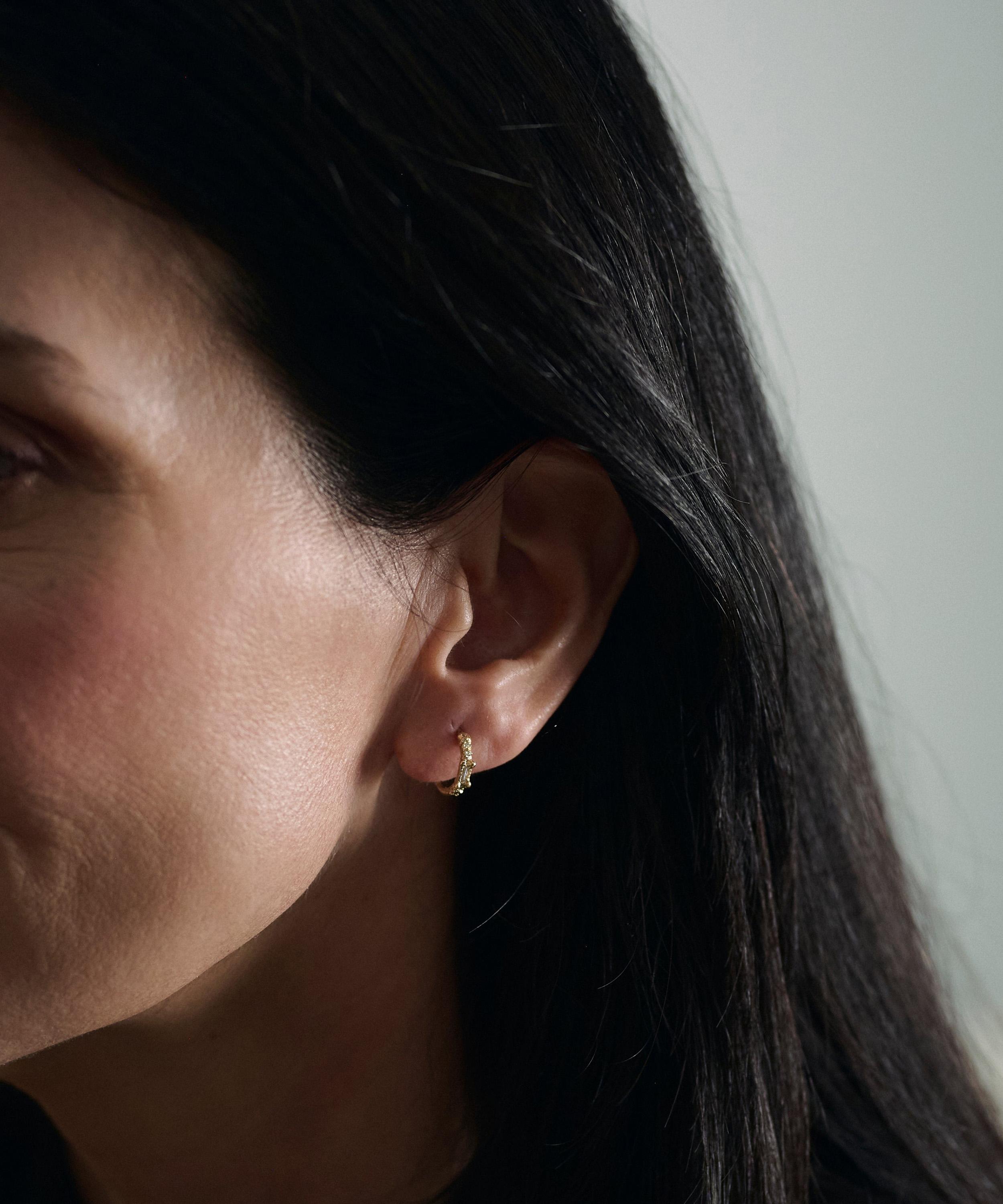 Ellis Mhairi Cameron - 14ct Gold Legacy Mixed Diamond Small Scatter Hoop Earrings image number 1