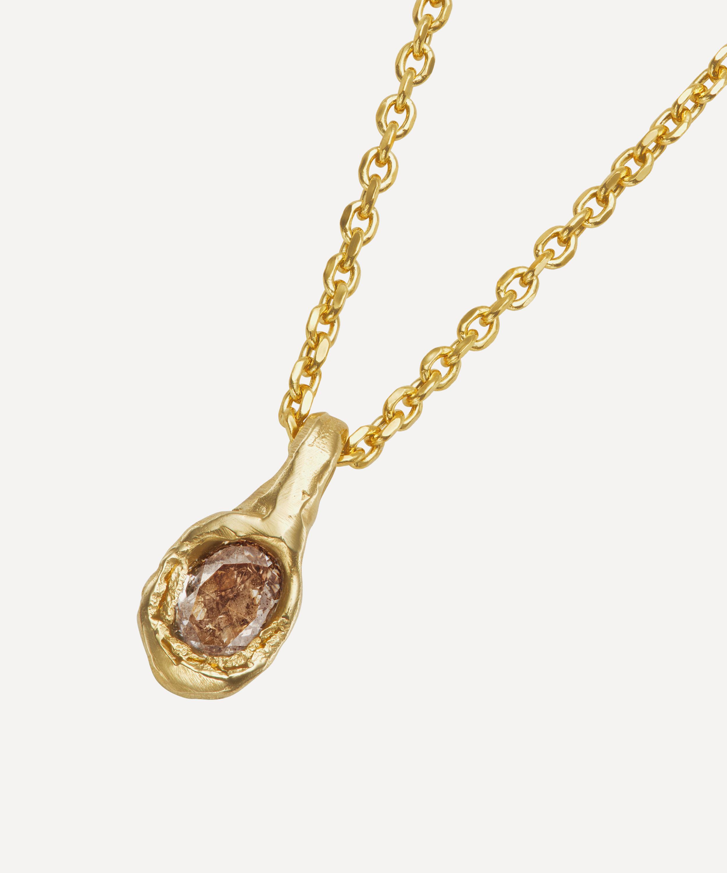 Ellis Mhairi Cameron - 14ct Gold Armach Oval Champagne Diamond Nugget Pendant Necklace