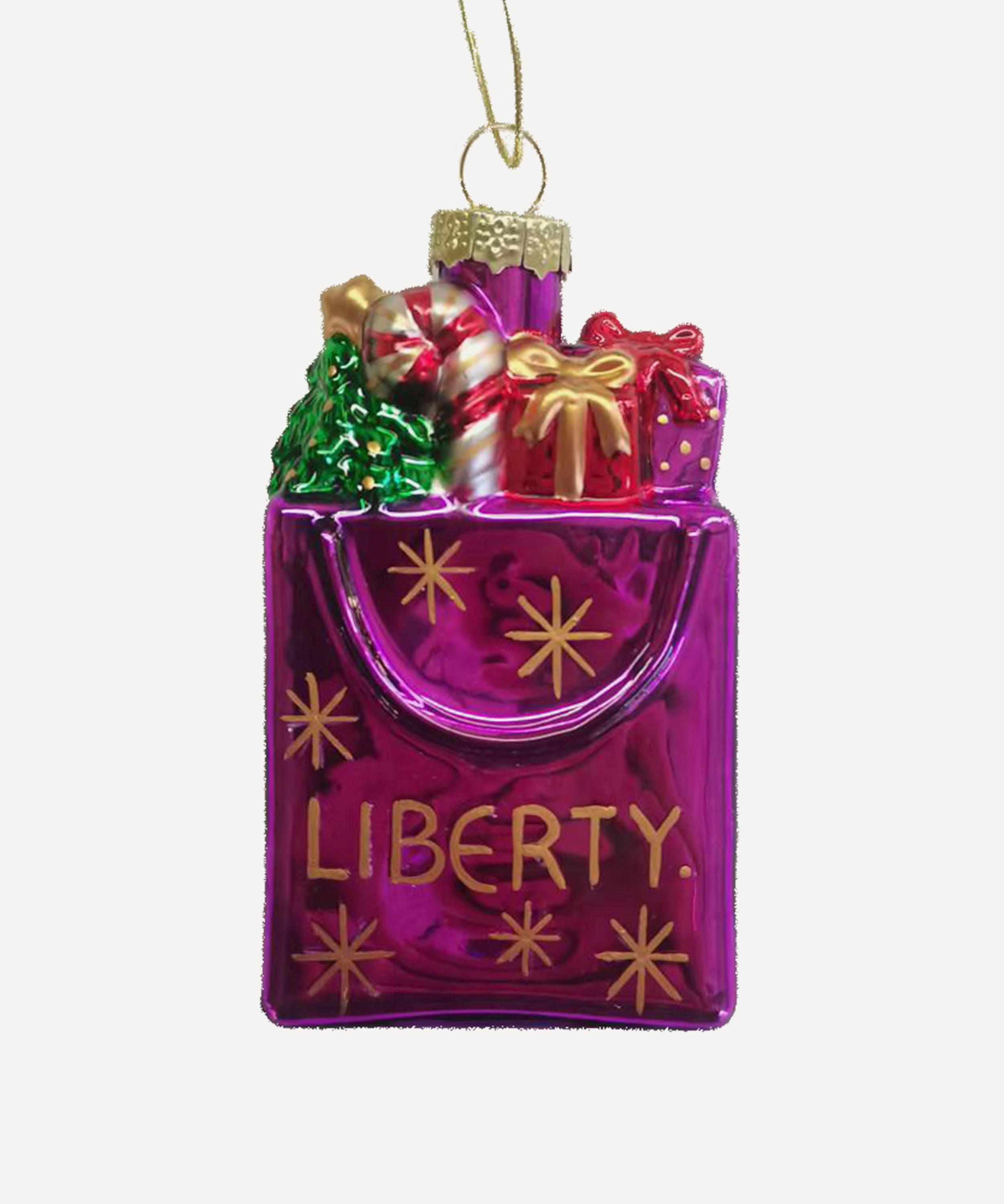 Christmas - Purple Liberty Shopping Bag Glass Ornament image number 0