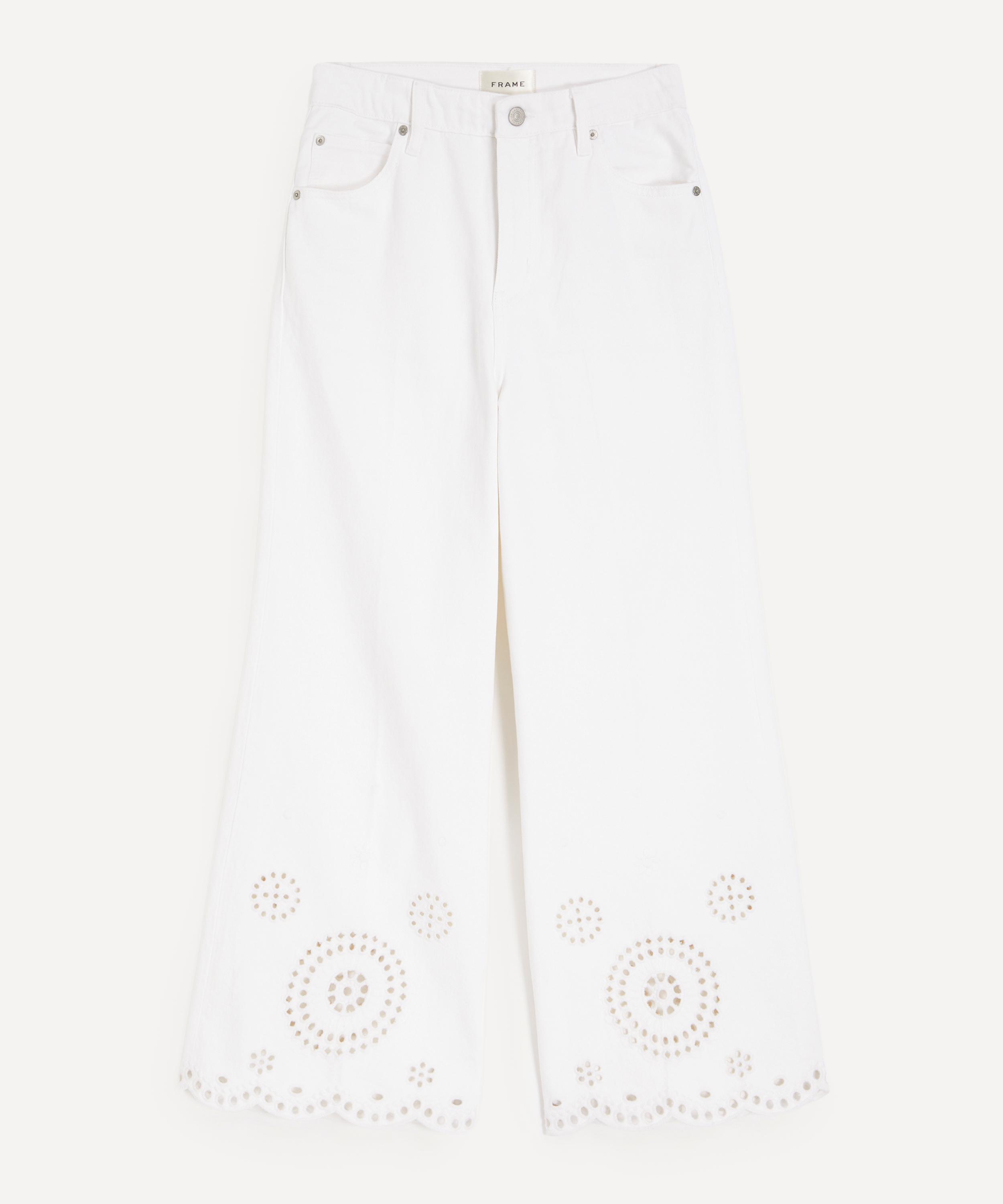 Frame - White Eyelet Flare Jeans