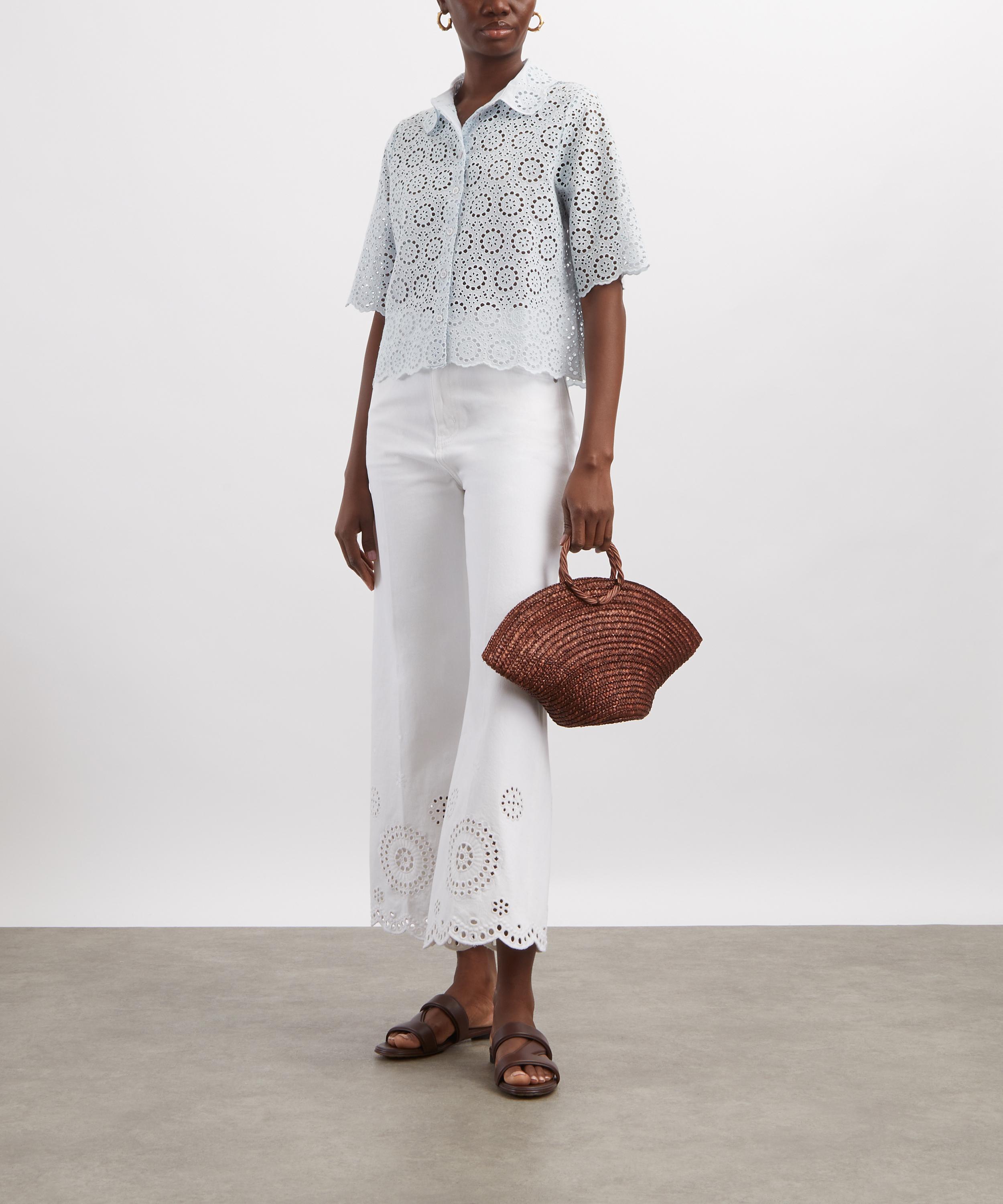 Frame - White Eyelet Flare Jeans image number 1