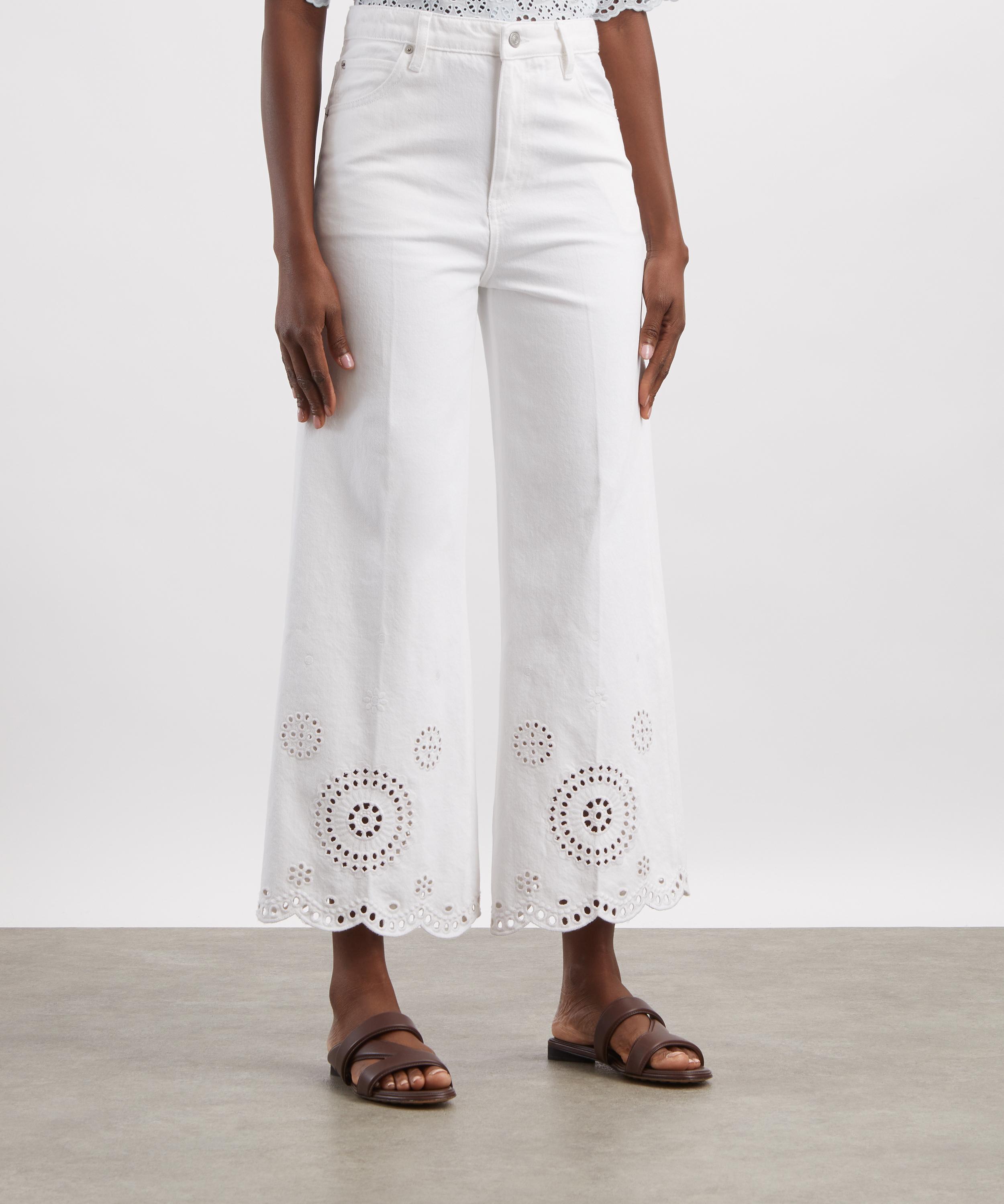 Frame - White Eyelet Flare Jeans image number 2