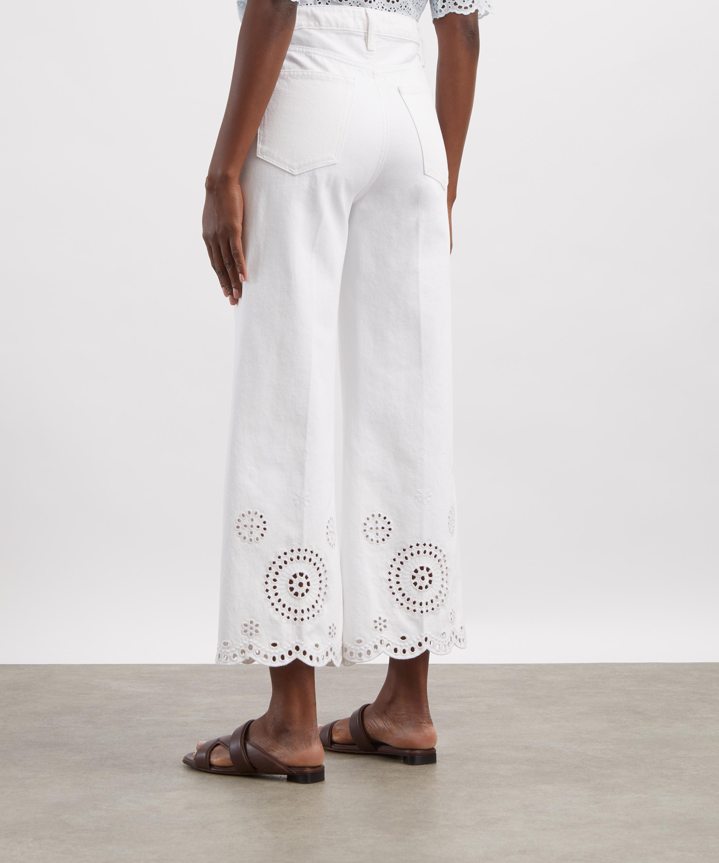 Frame - White Eyelet Flare Jeans image number 3