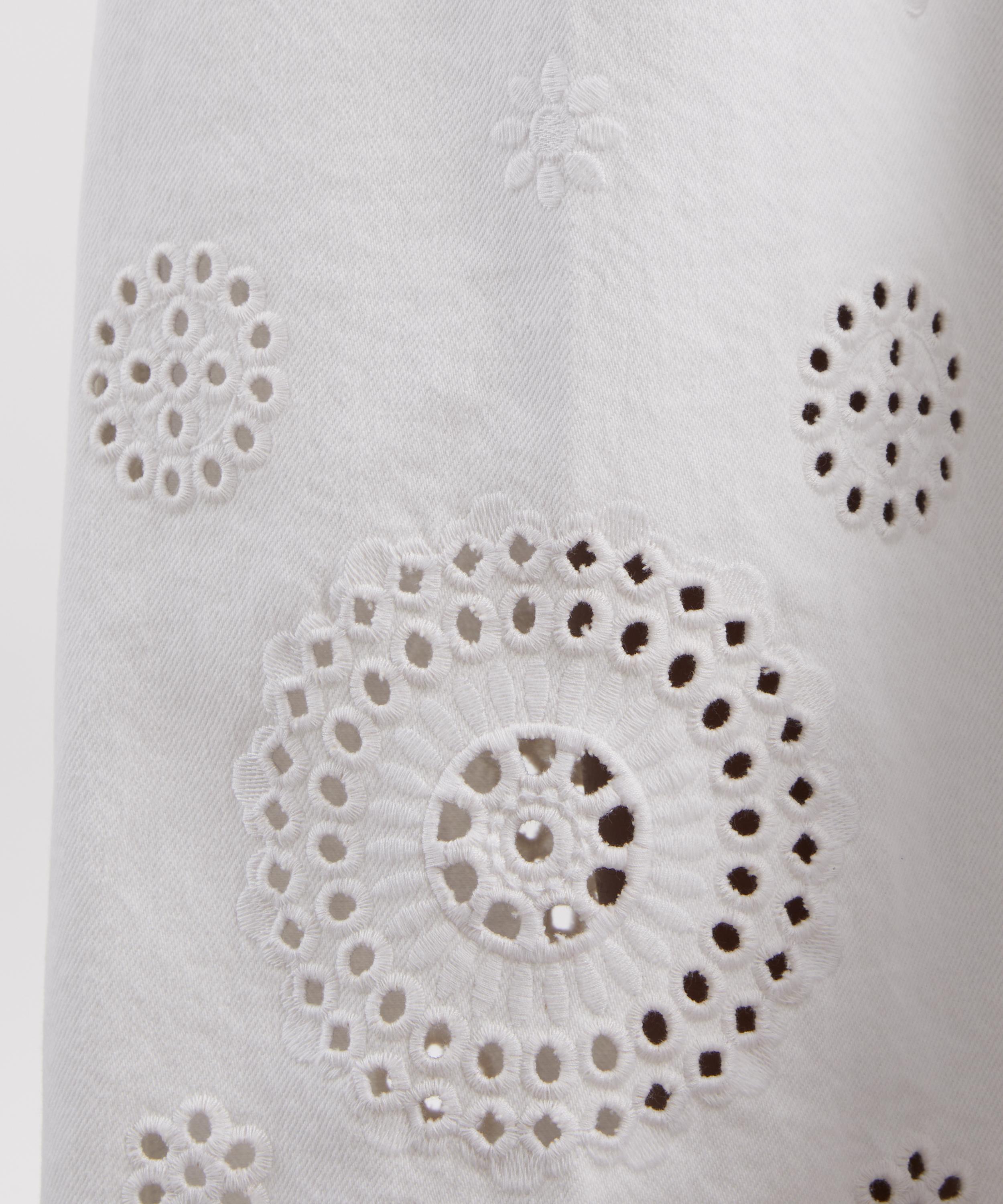 Frame - White Eyelet Flare Jeans image number 4