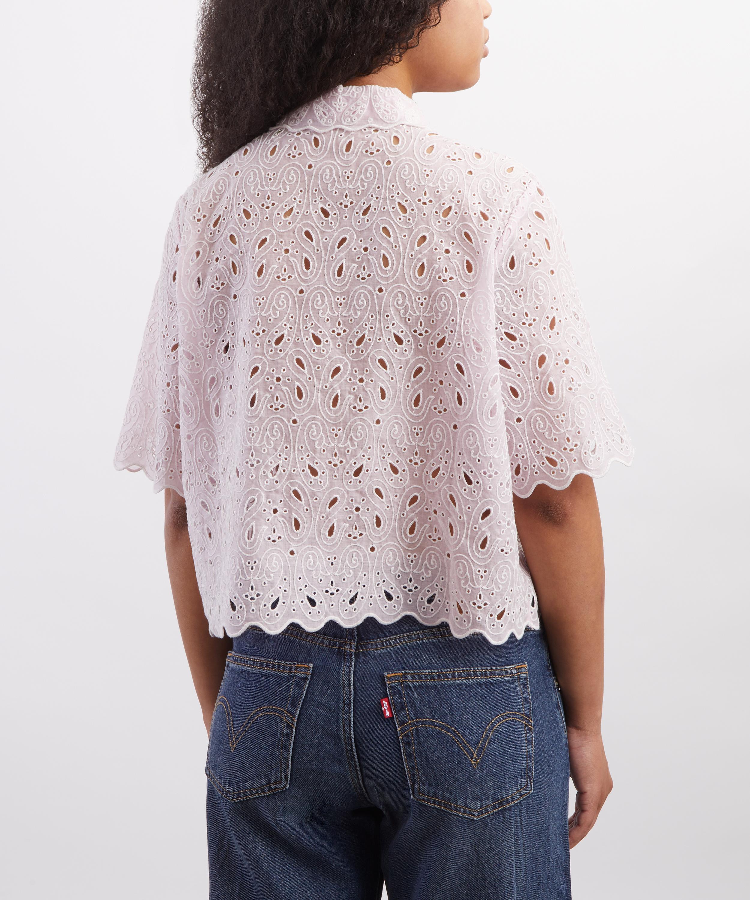 Frame - Bubblegum Paisley Eyelet Shirt image number 3