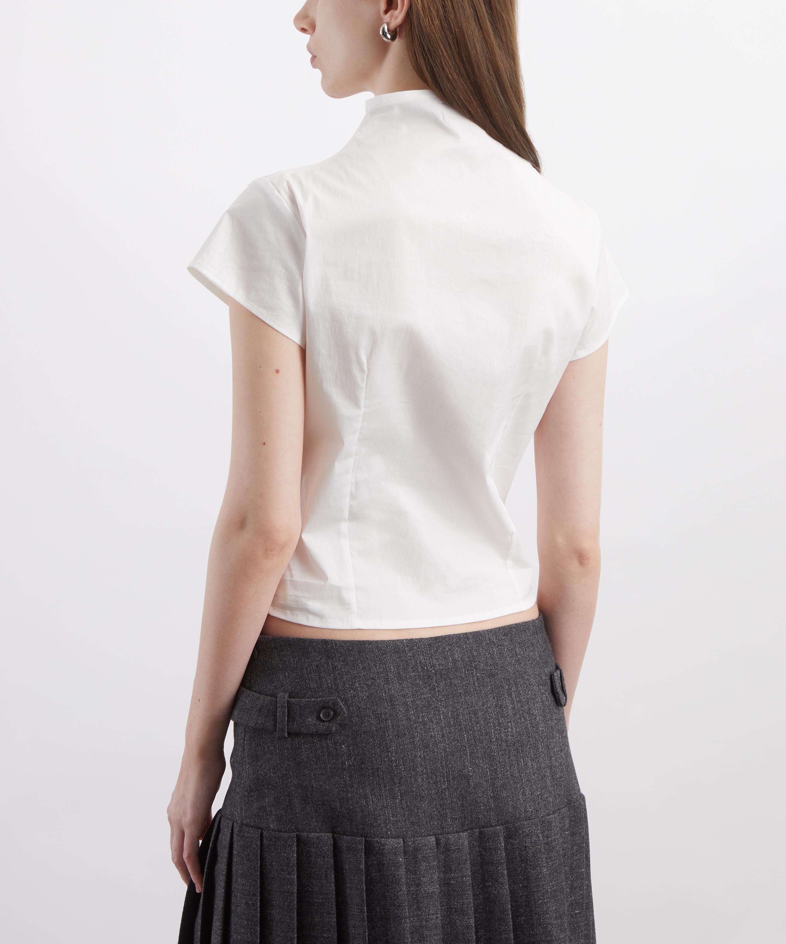 Caspar the Label - White Poet Cap-Sleeve Shirt image number 3