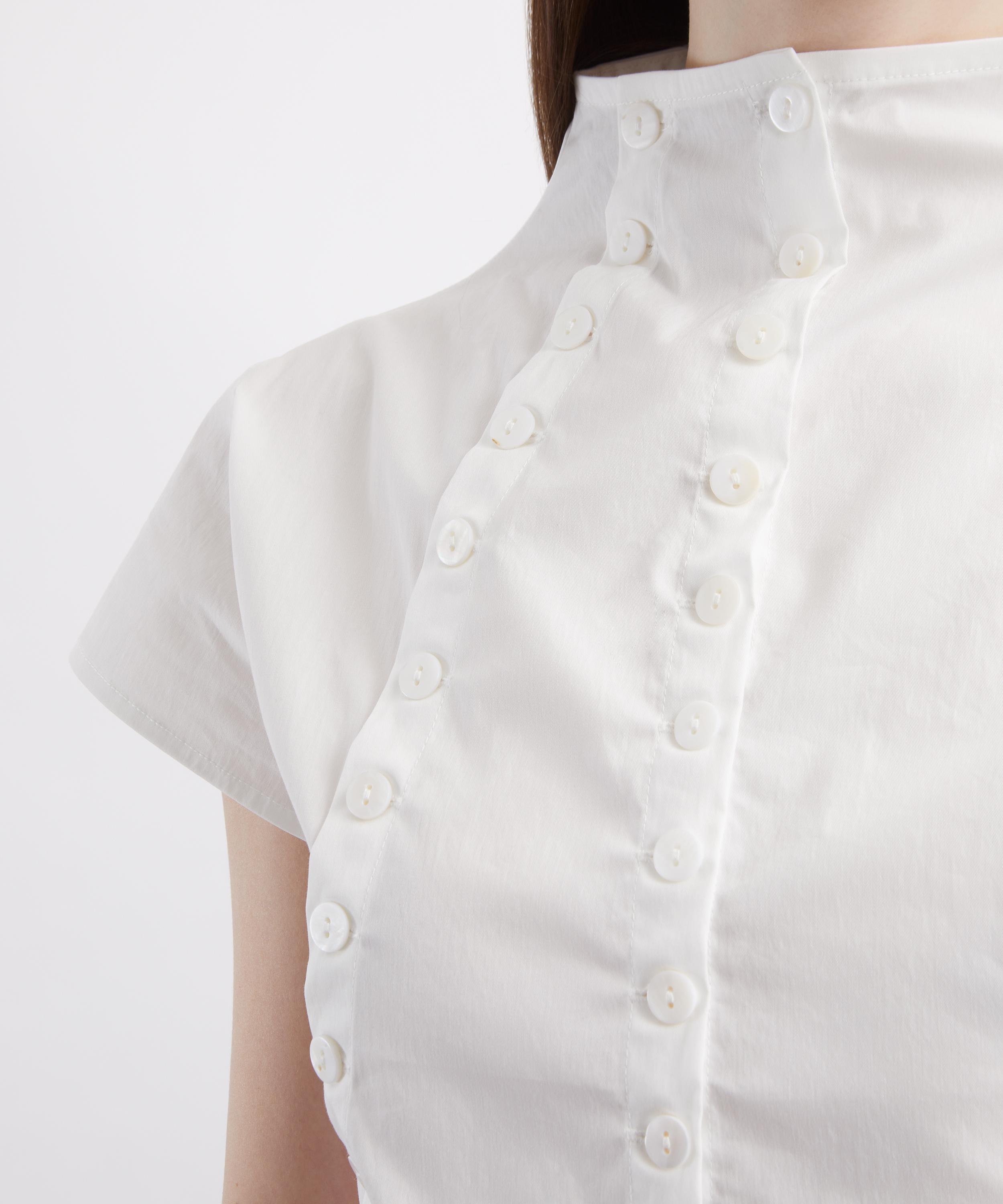 Caspar the Label - White Poet Cap-Sleeve Shirt image number 4