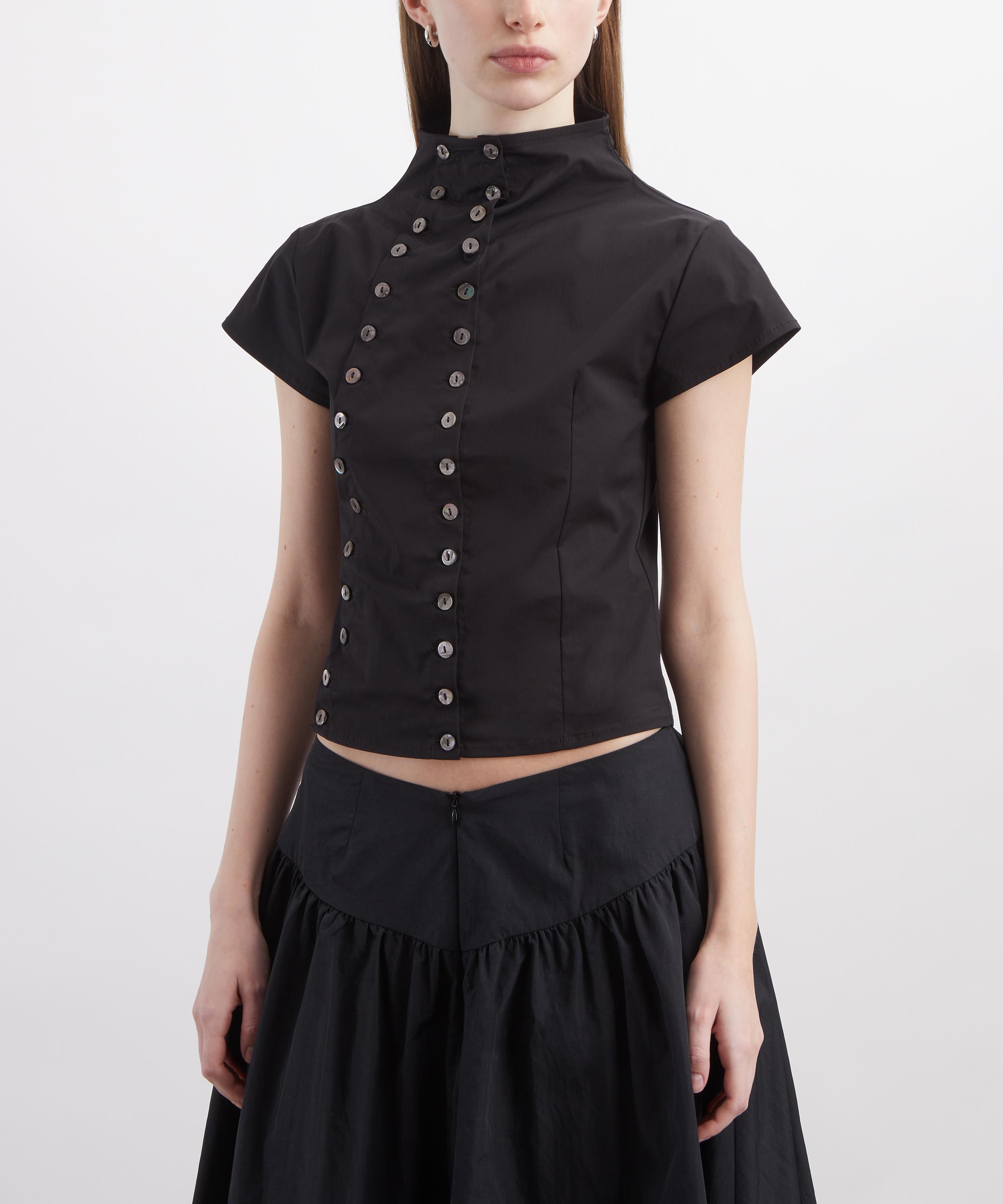 Caspar the Label - Black Poet Cap-Sleeve Shirt image number 2