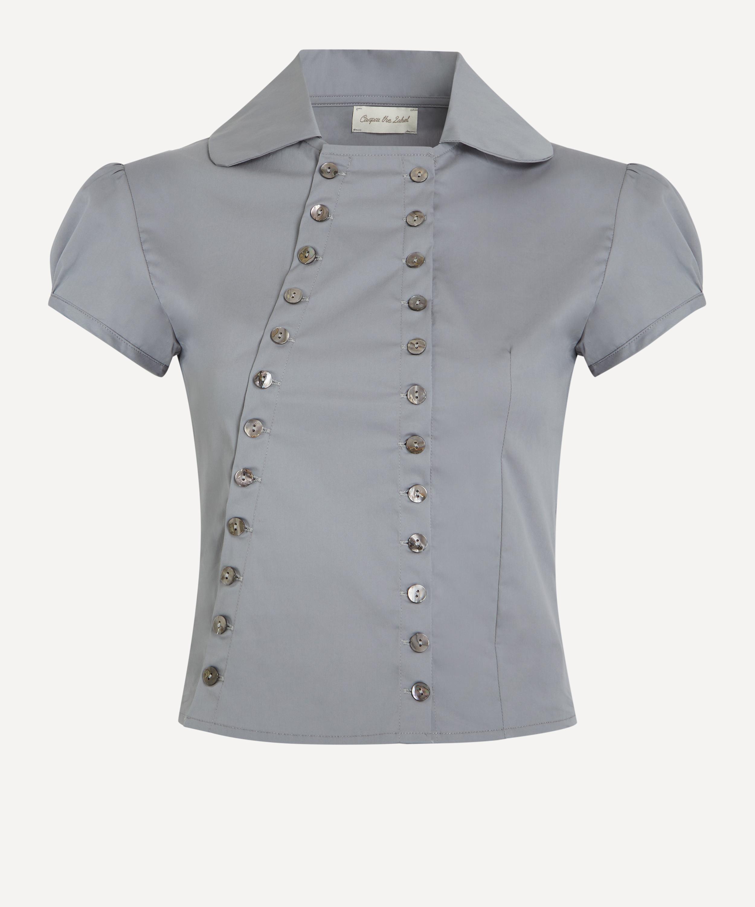 Caspar the Label - Silver Grey Poet Puff-Sleeve Shirt