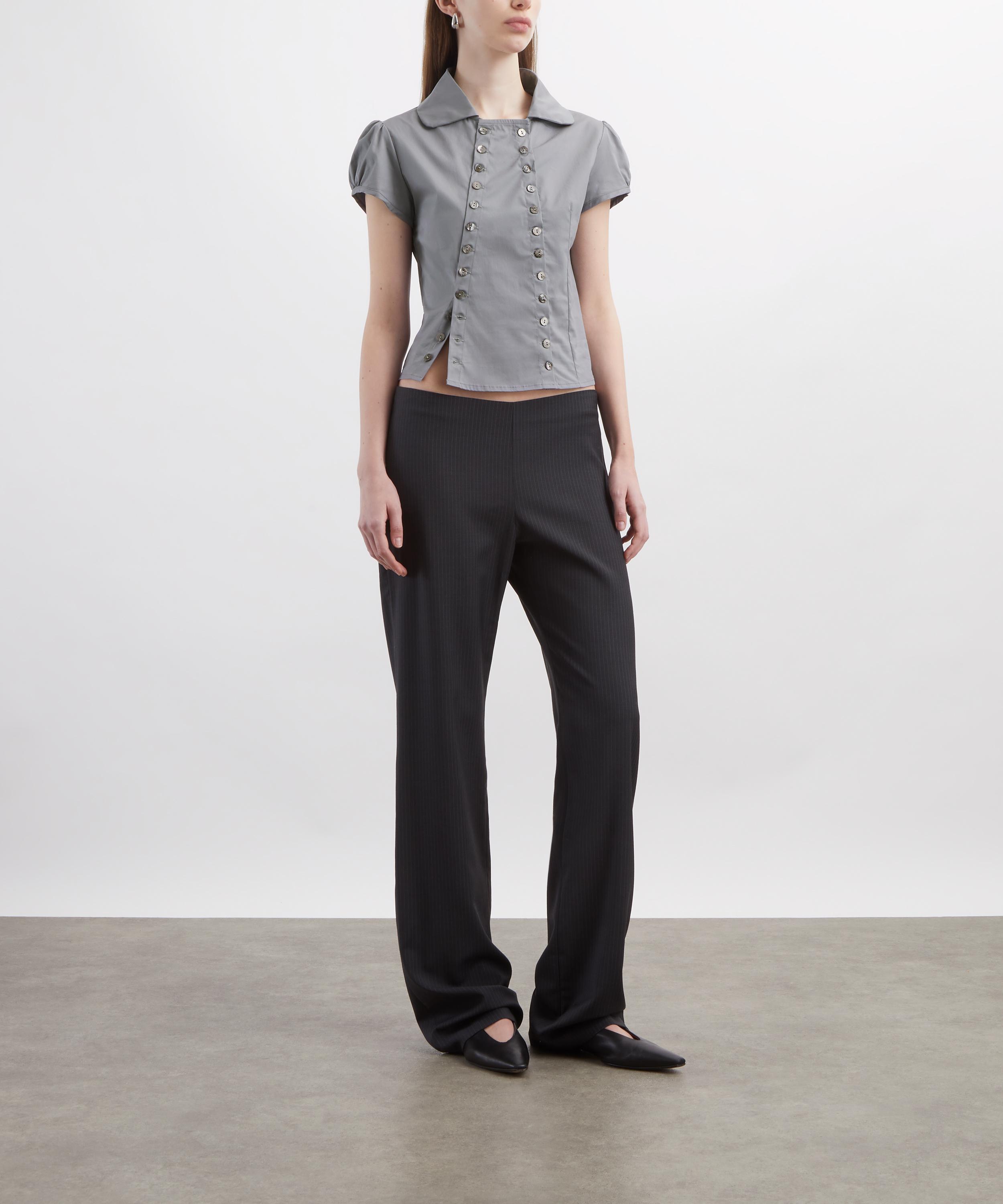 Caspar the Label - Silver Grey Poet Puff-Sleeve Shirt image number 1