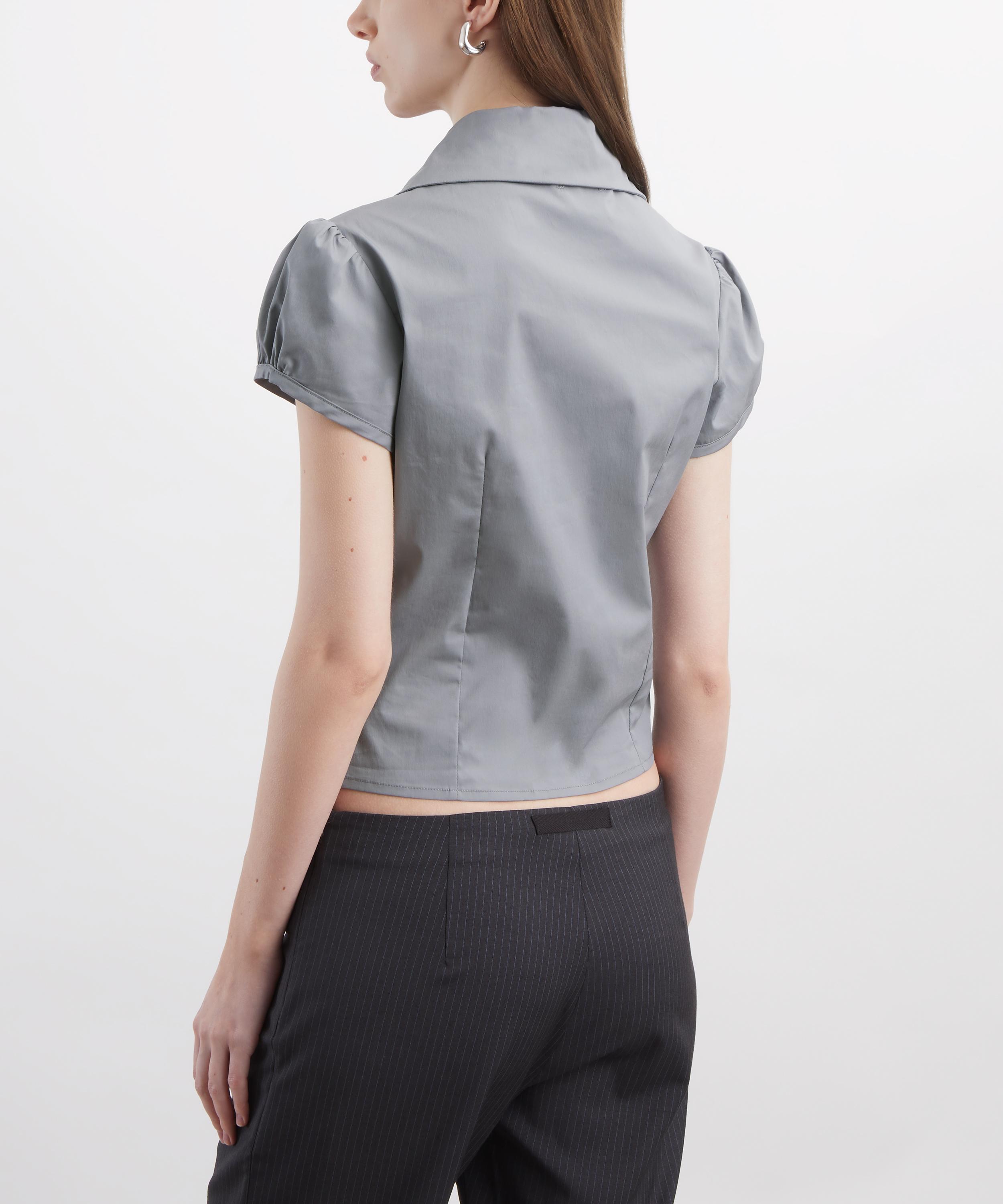 Caspar the Label - Silver Grey Poet Puff-Sleeve Shirt image number 3