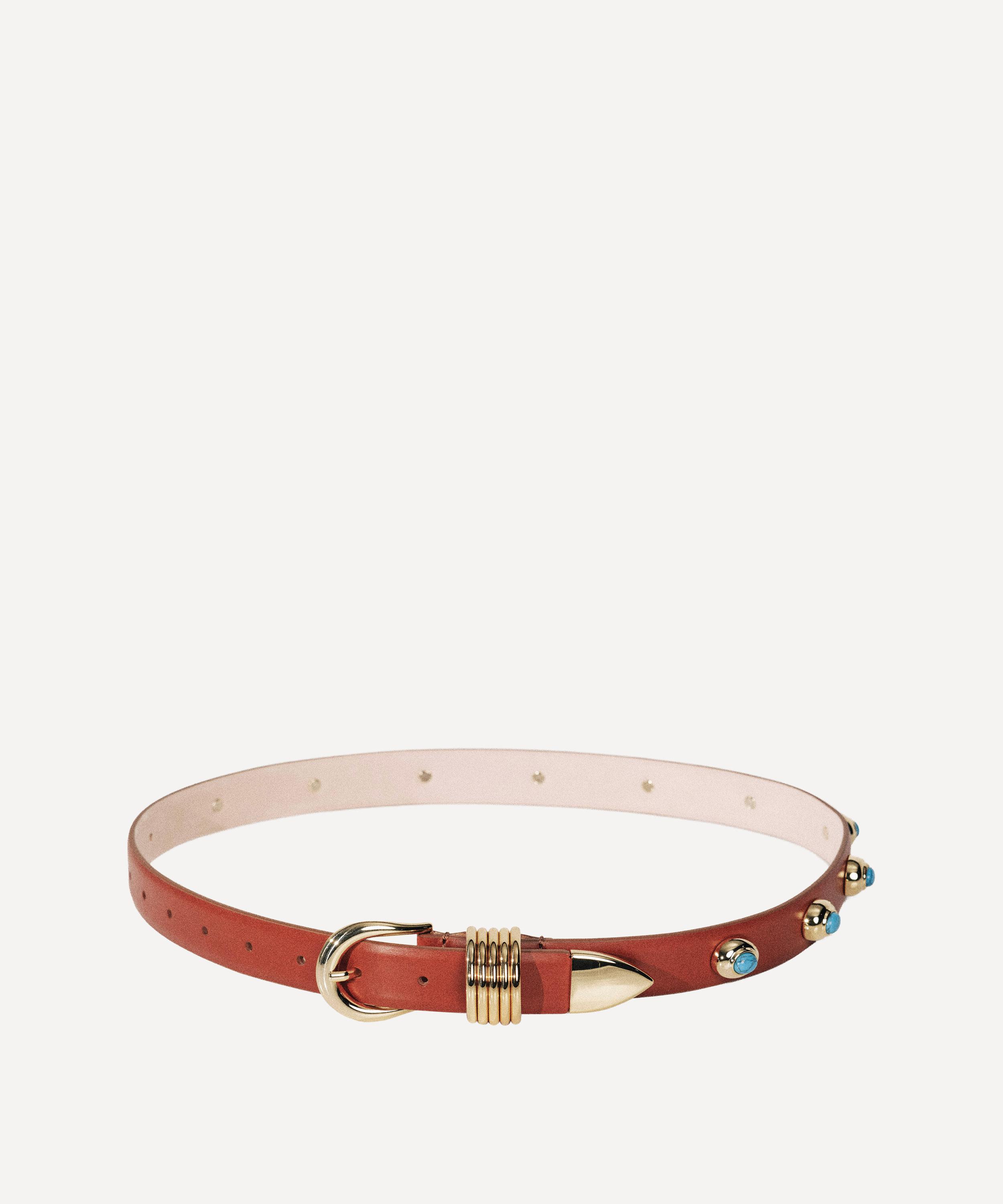 D&eacute;hanche - Hollyhock Tiger Eye Stone Leather Belt