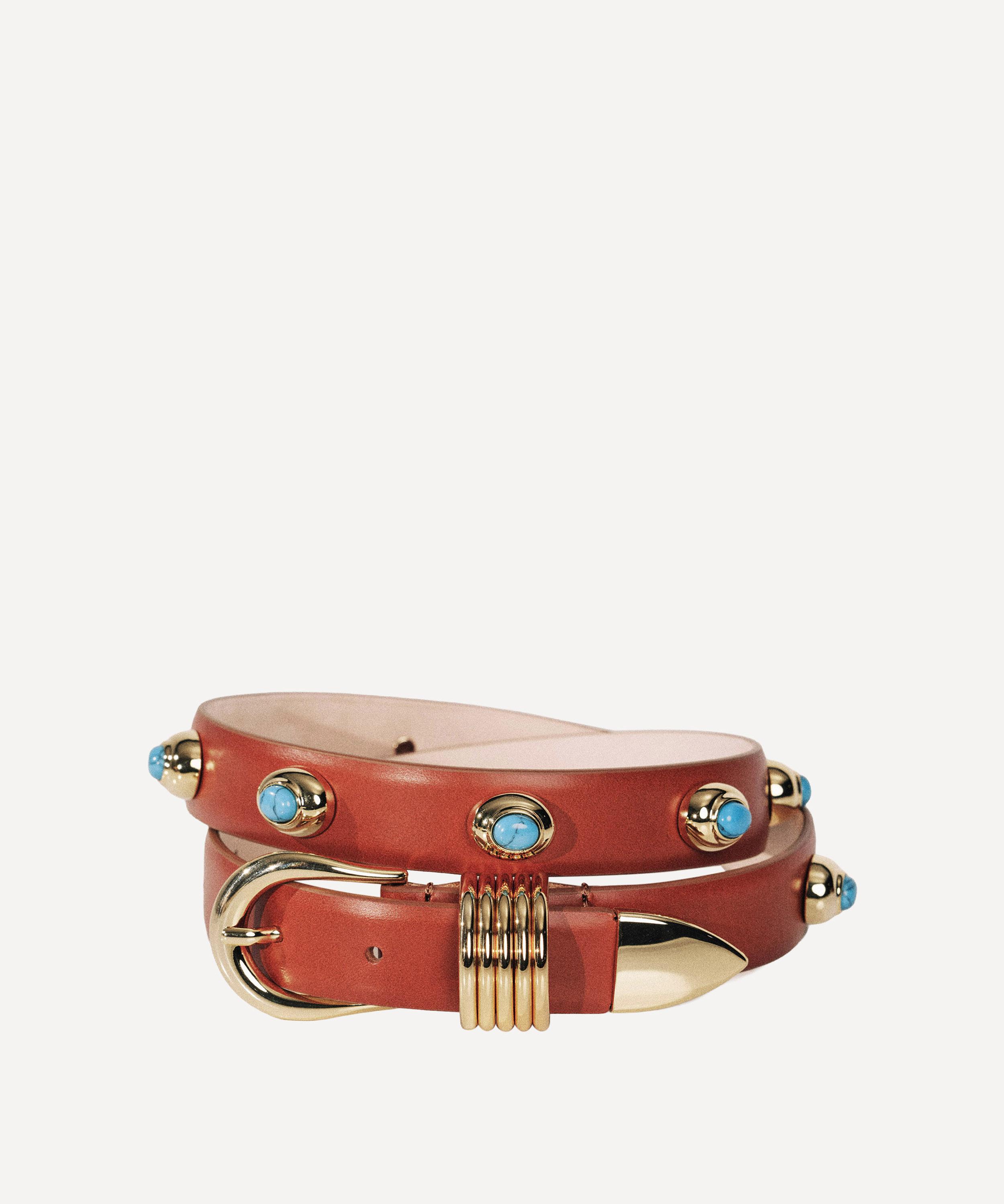 D&eacute;hanche - Hollyhock Tiger Eye Stone Leather Belt image number 2