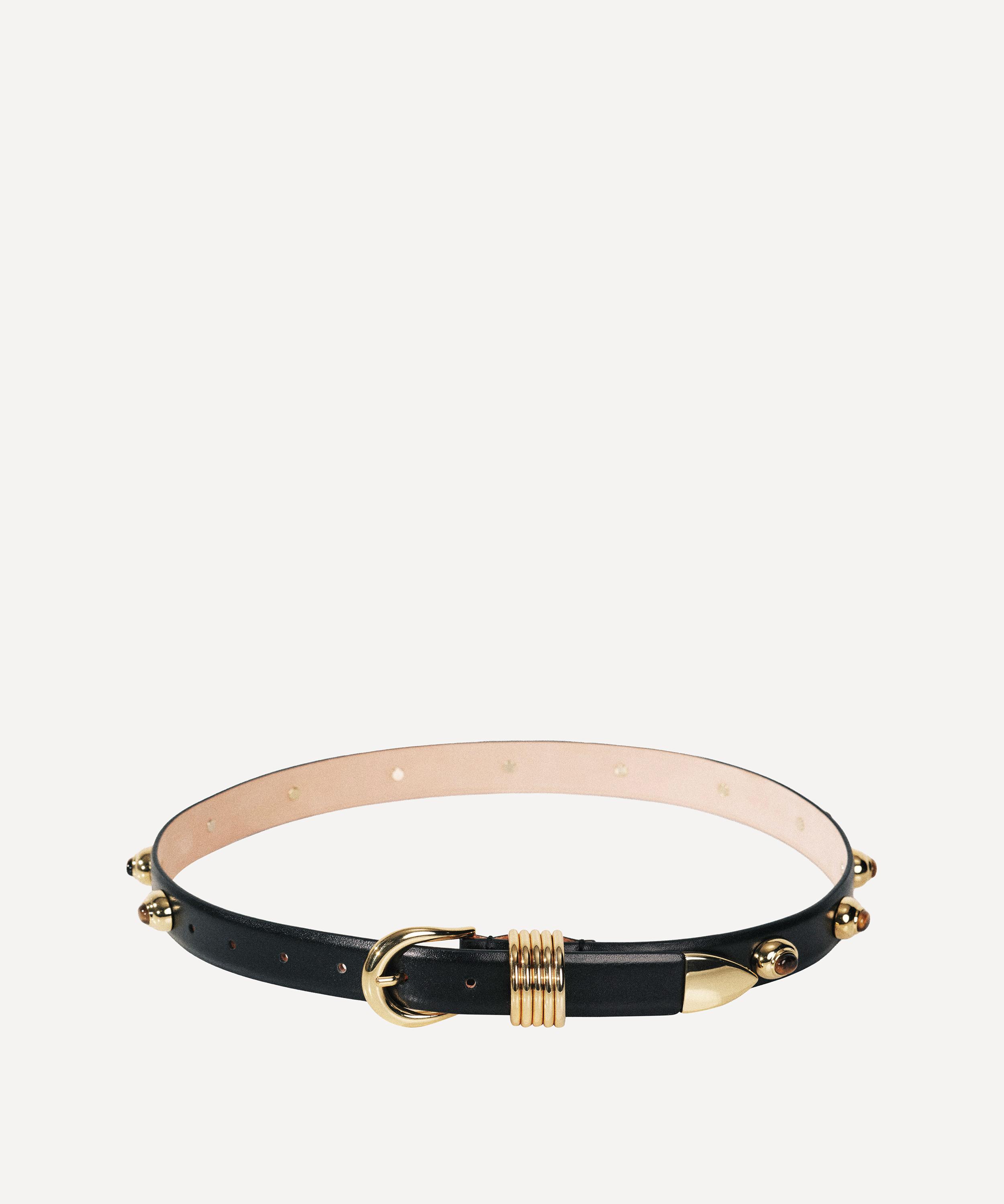 D&eacute;hanche - Hollyhock Tiger Eye Stone Leather Belt image number 0