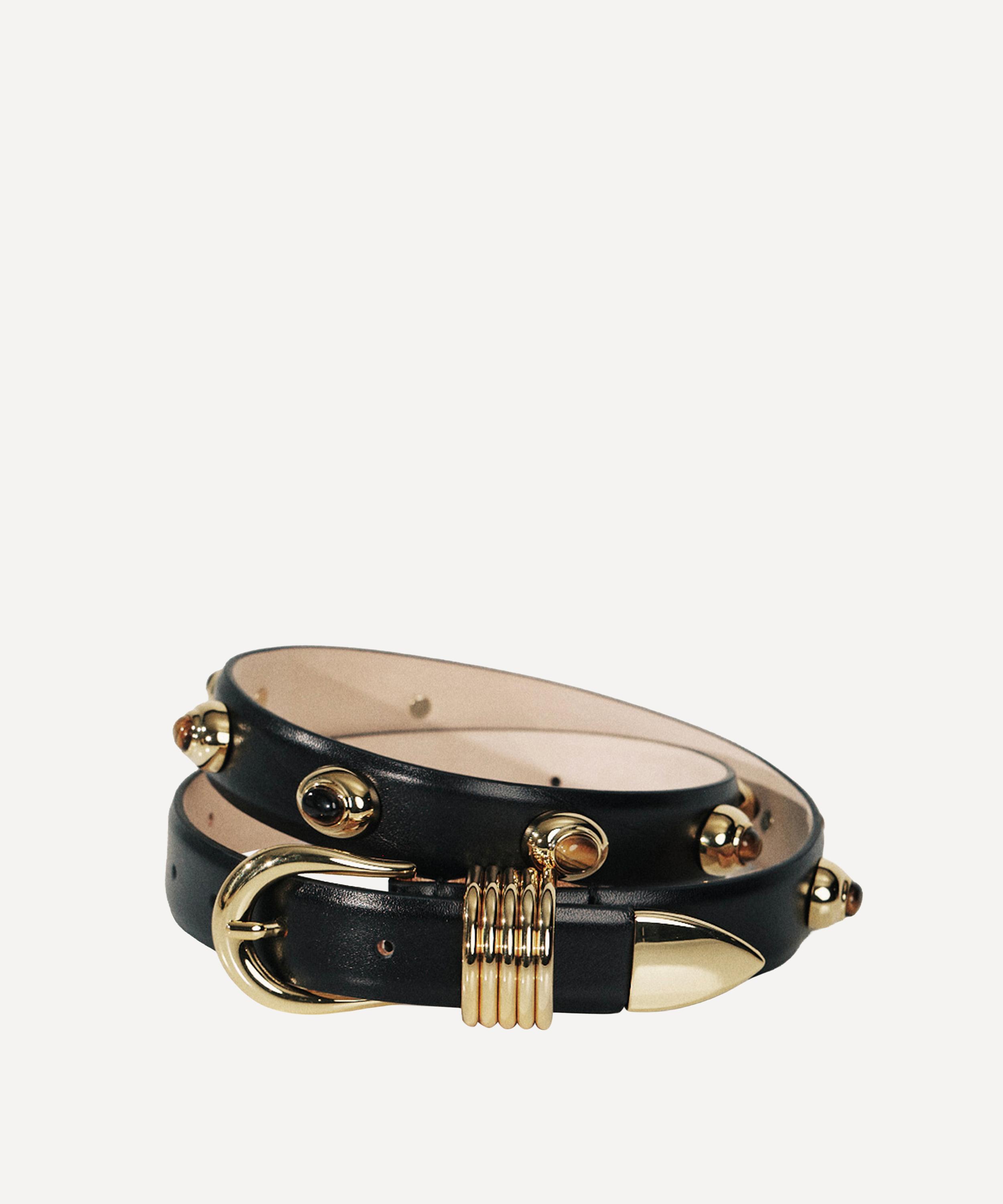D&eacute;hanche - Hollyhock Tiger Eye Stone Leather Belt image number 2