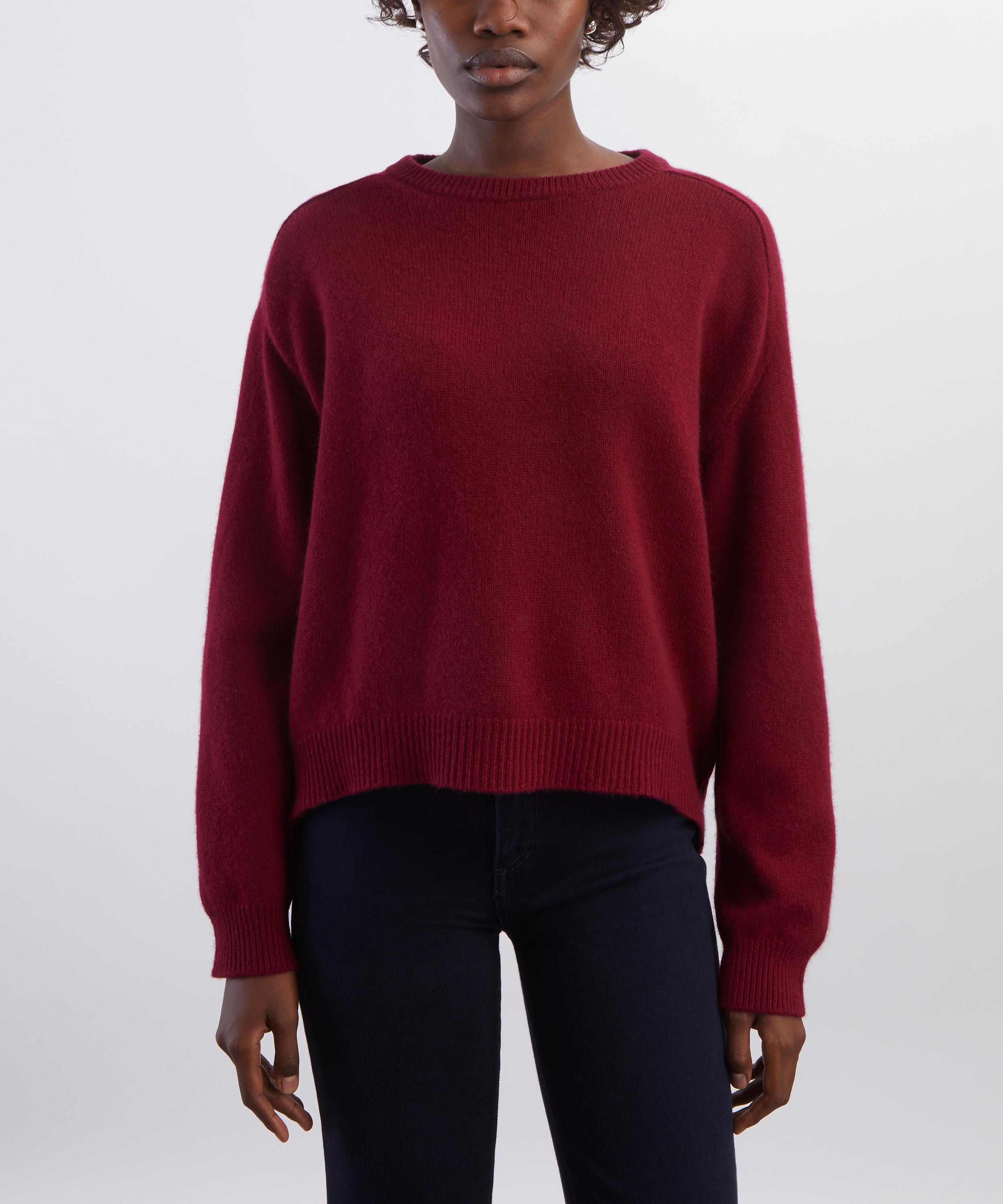 LOULOU DE SAISON - Burgundy Oversized Crew Cashmere Jumper image number 2