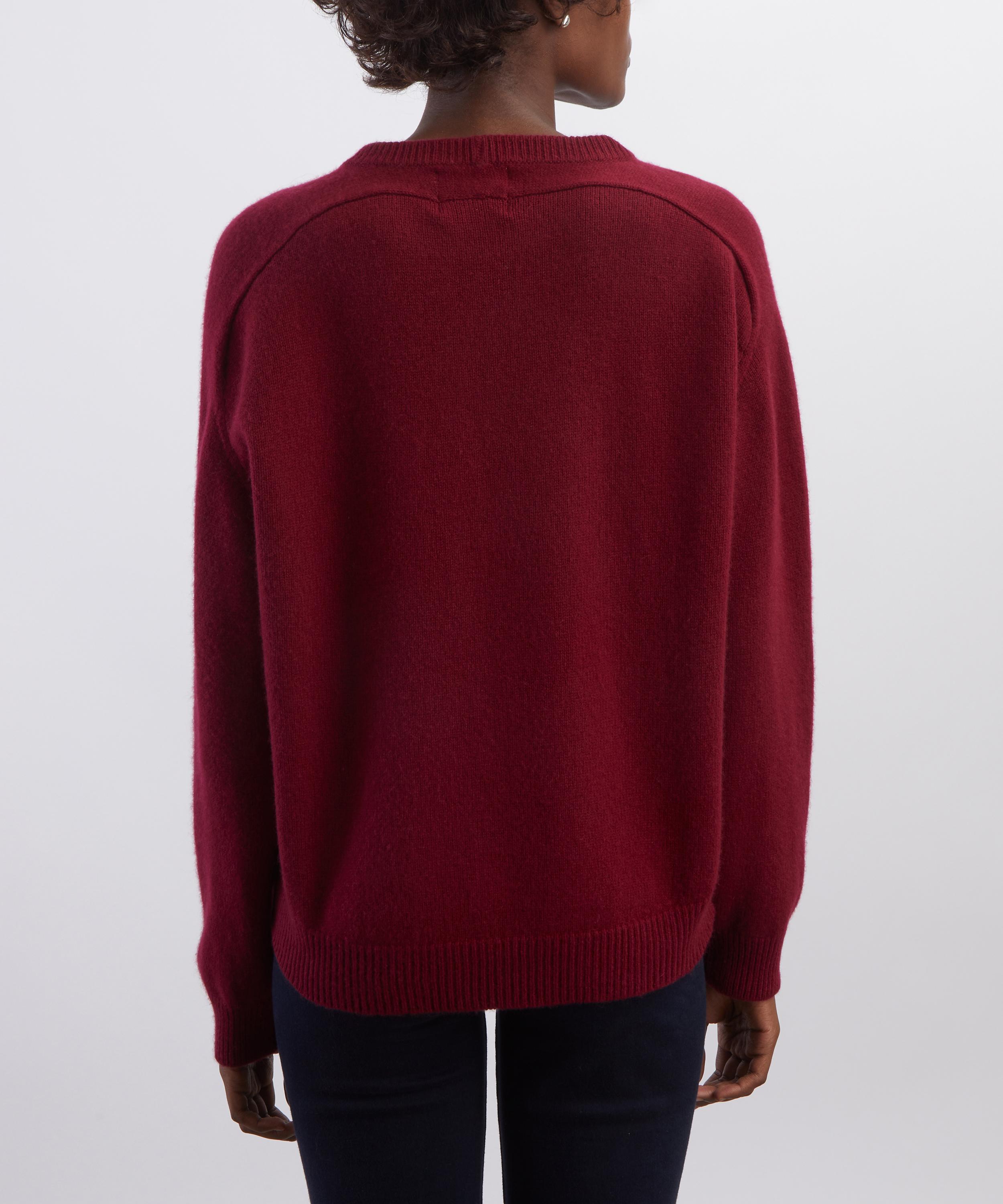 LOULOU DE SAISON - Burgundy Oversized Crew Cashmere Jumper image number 3