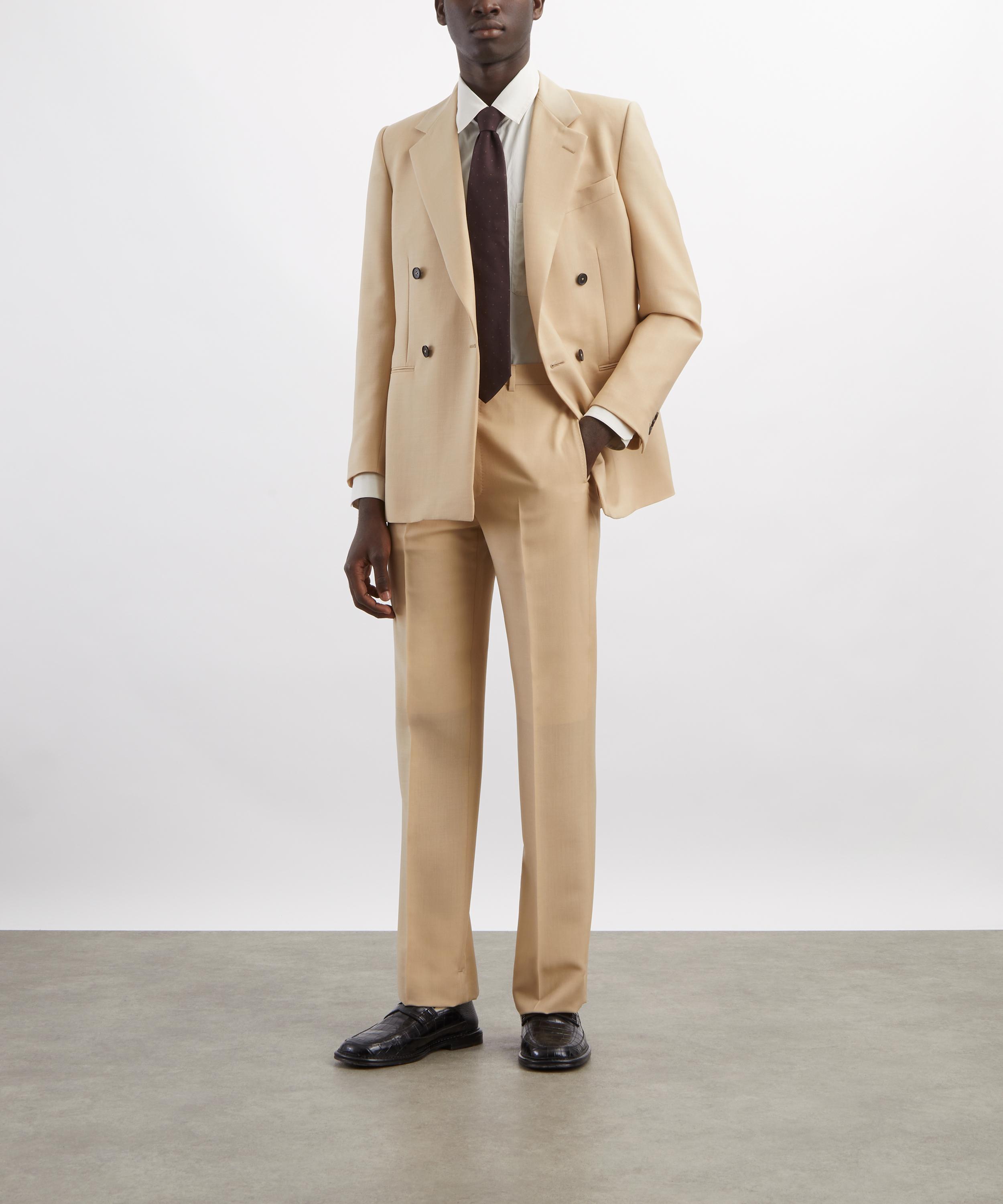 Husbands - Beige Kid Mohair-Wool Straight Trousers image number 1