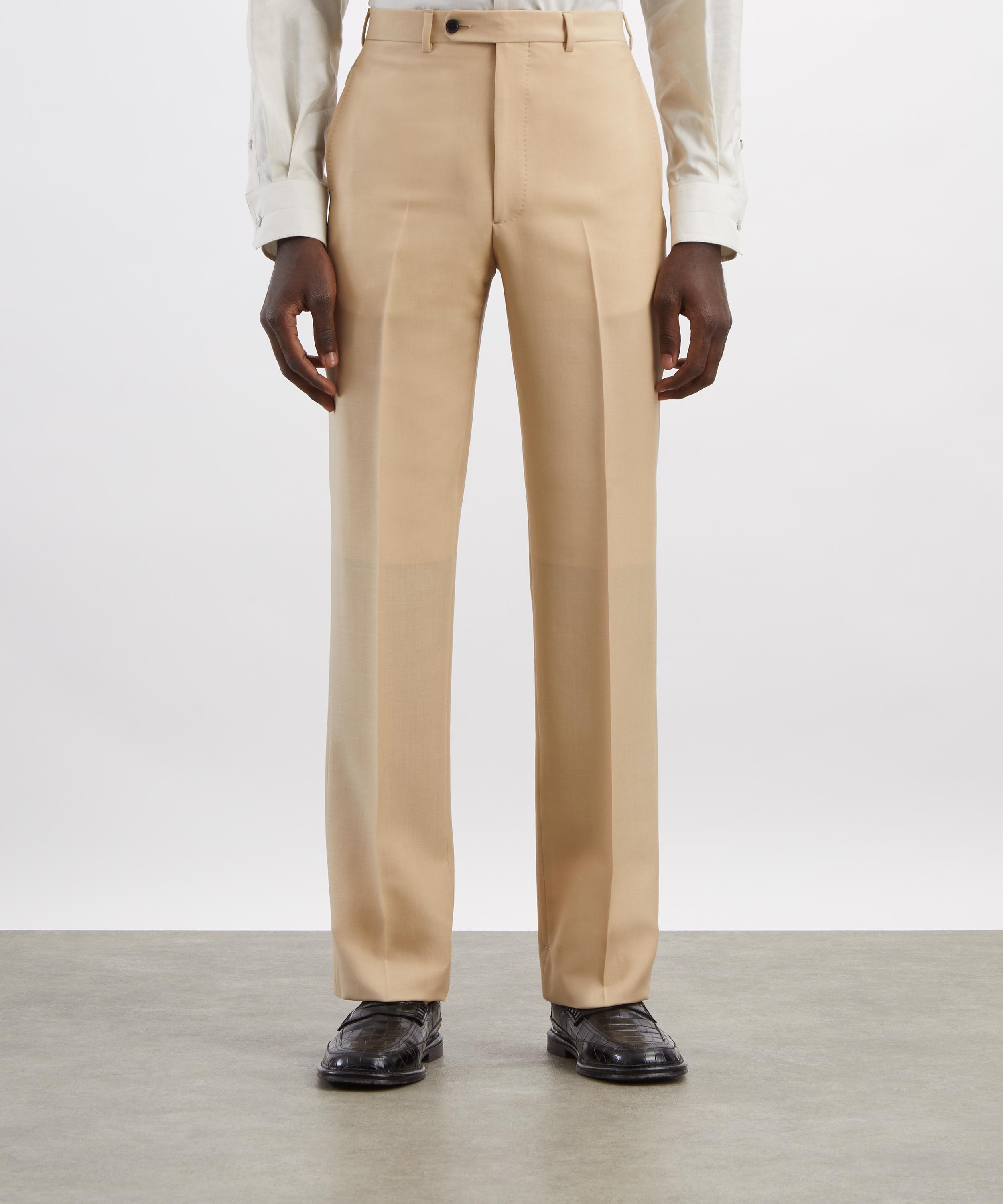 Husbands - Beige Kid Mohair-Wool Straight Trousers image number 2