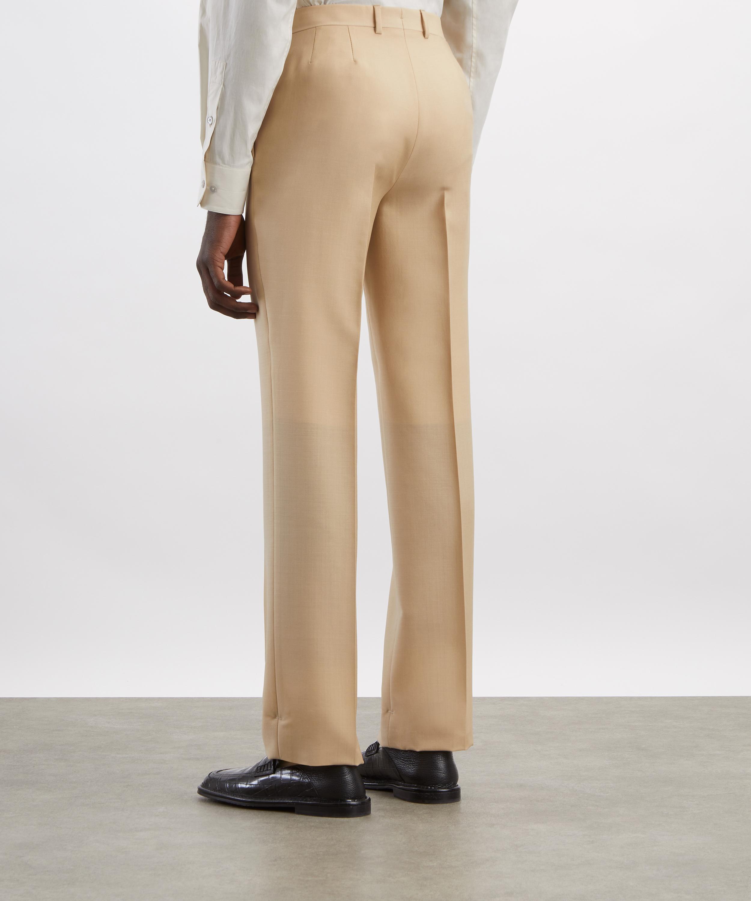 Husbands - Beige Kid Mohair-Wool Straight Trousers image number 3