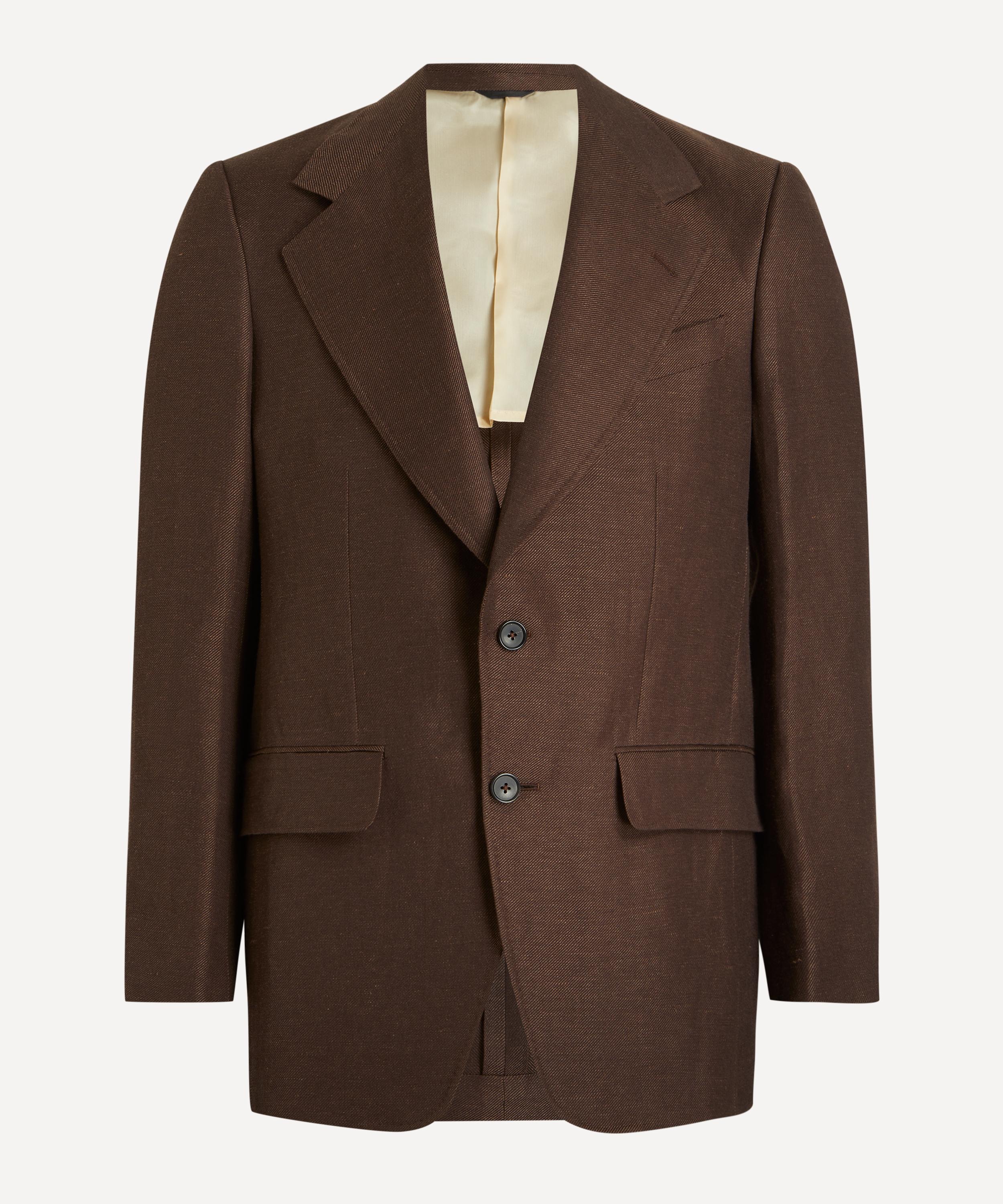 Husbands - Tobacco Single-Breasted Linen Twill Jacket