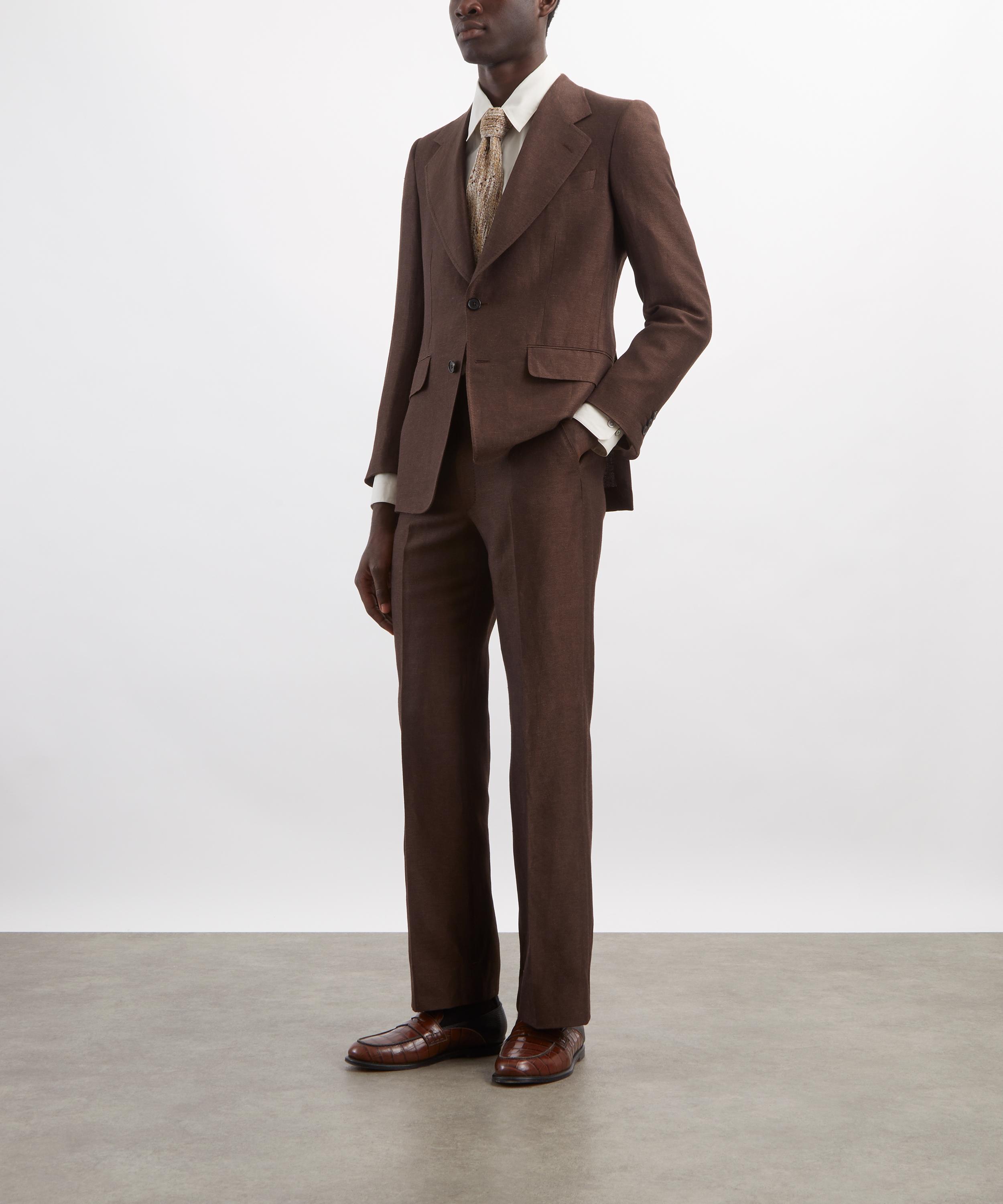 Husbands - Tobacco Single-Breasted Linen Twill Jacket image number 1