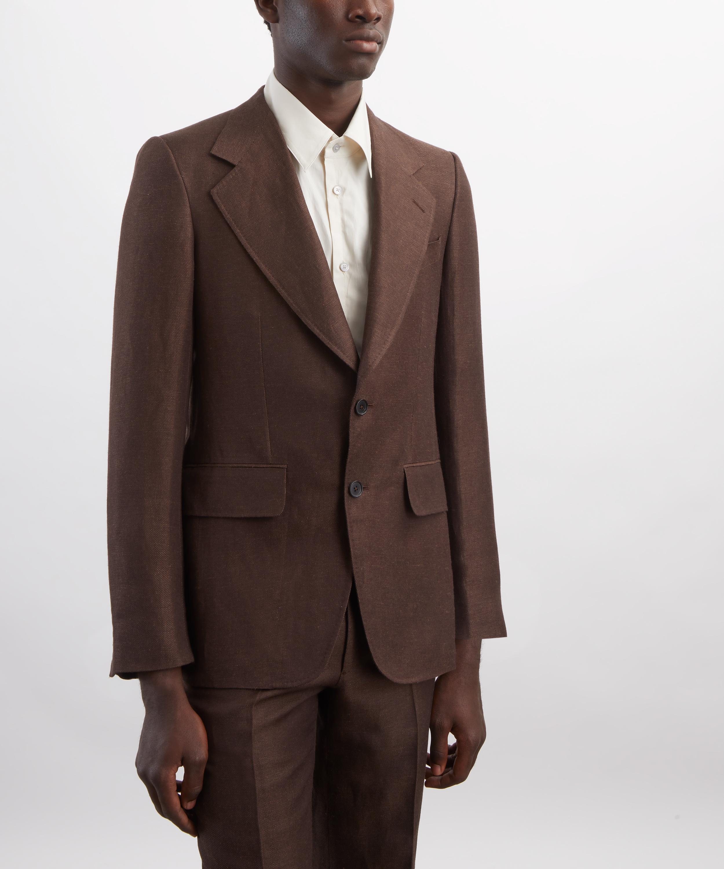 Husbands - Tobacco Single-Breasted Linen Twill Jacket image number 2