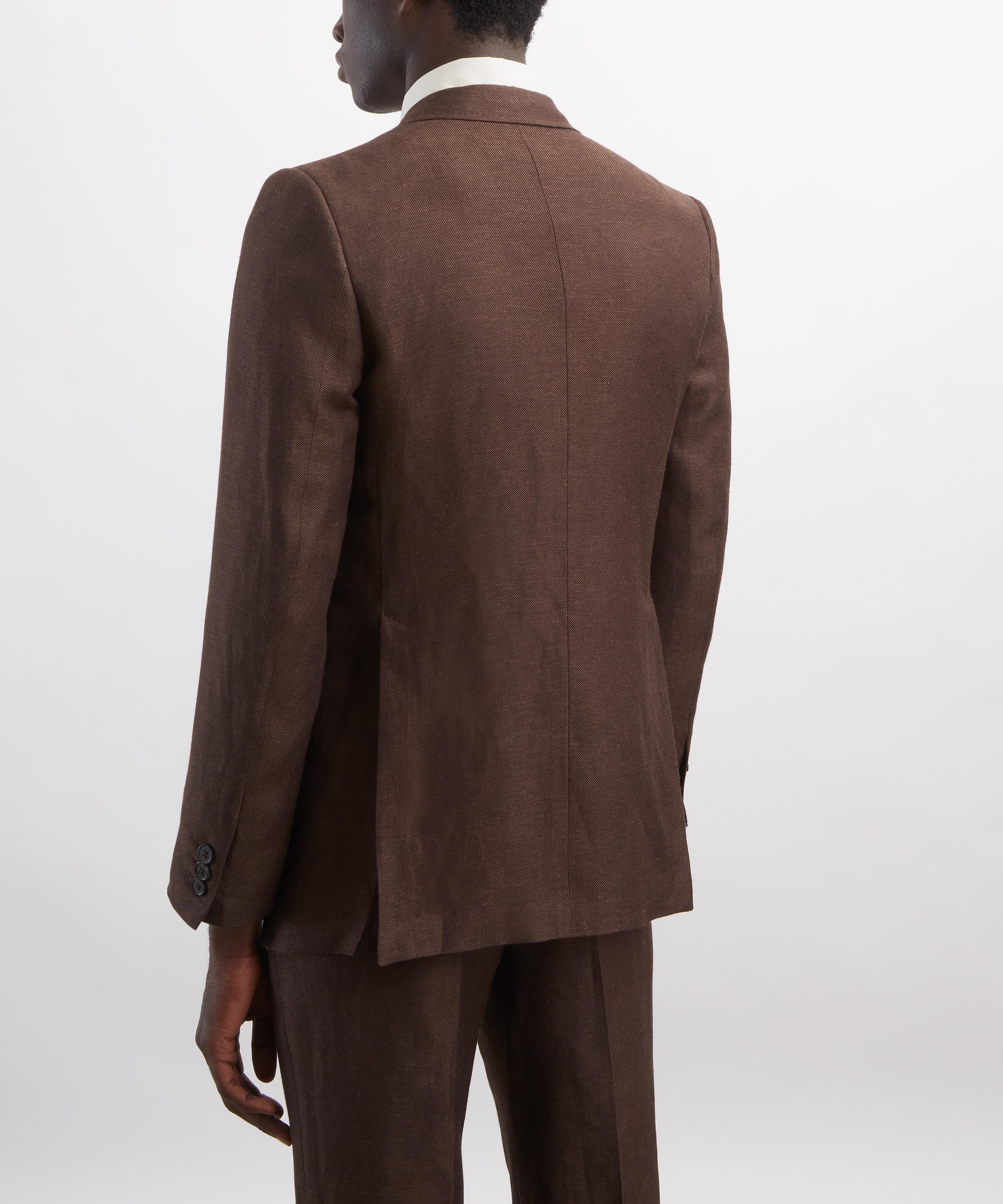 Husbands - Tobacco Single-Breasted Linen Twill Jacket image number 3