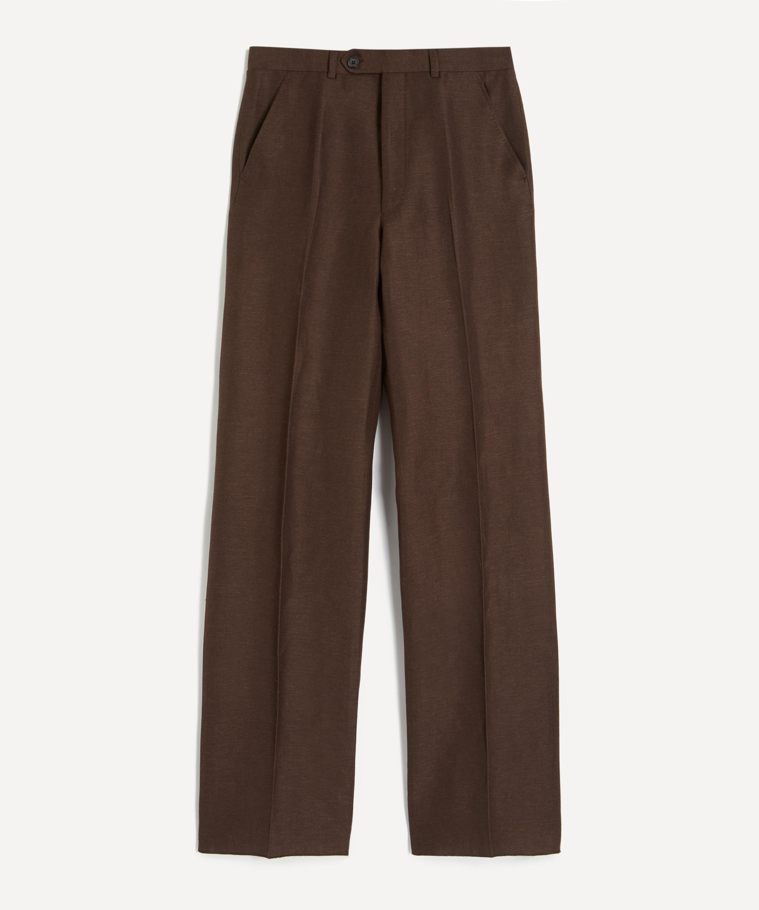 Husbands - Tobacco Flared Linen Twill Trousers