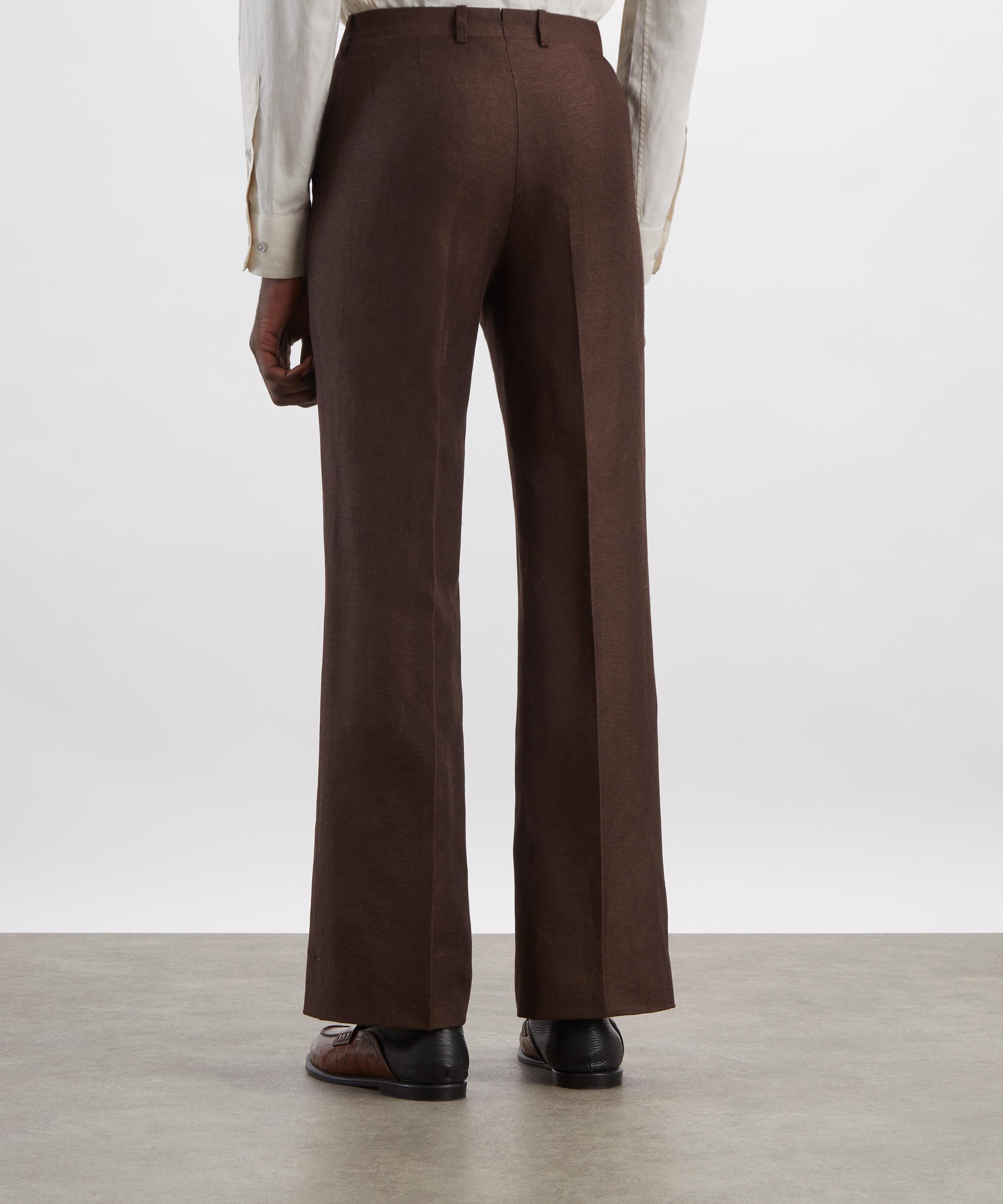 Husbands - Tobacco Flared Linen Twill Trousers image number 3
