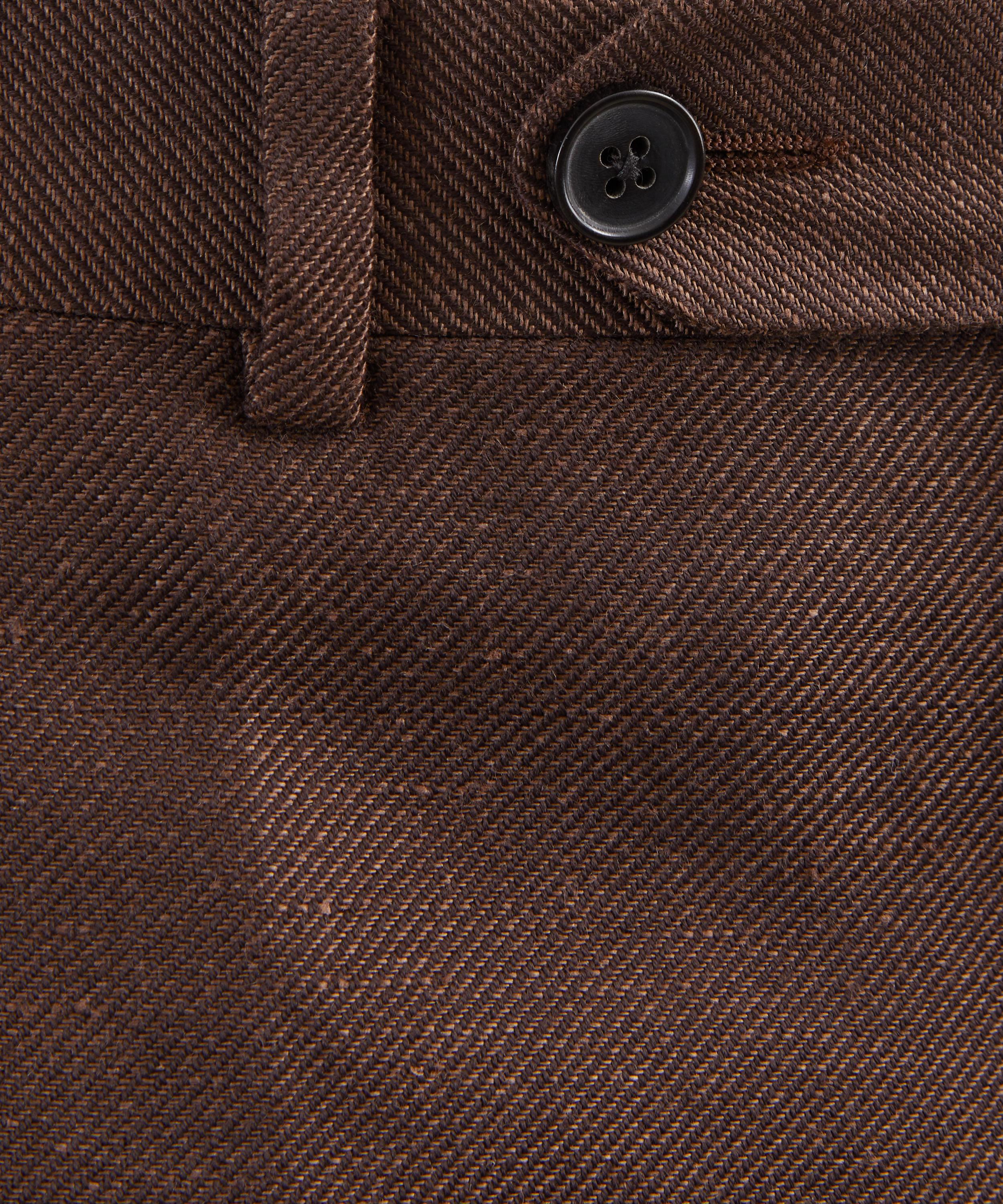 Husbands - Tobacco Flared Linen Twill Trousers image number 4