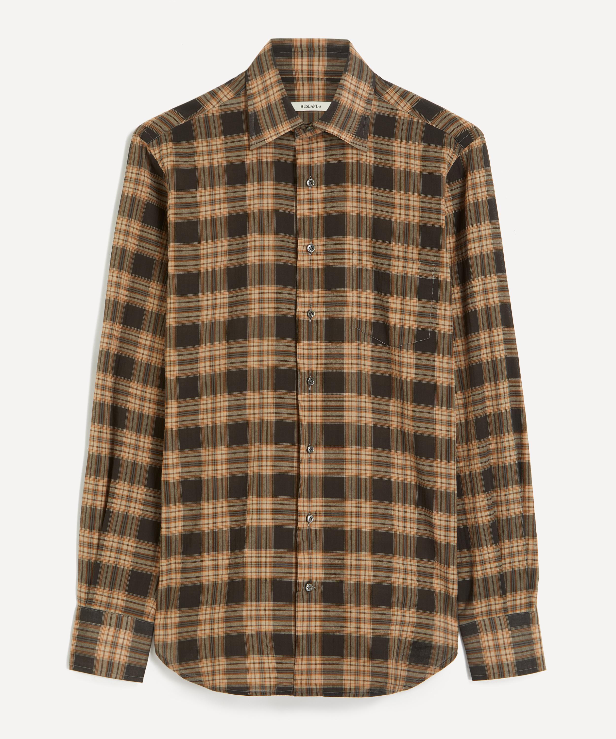 Husbands - Classic Collar Cotton Voile Plaid Shirt