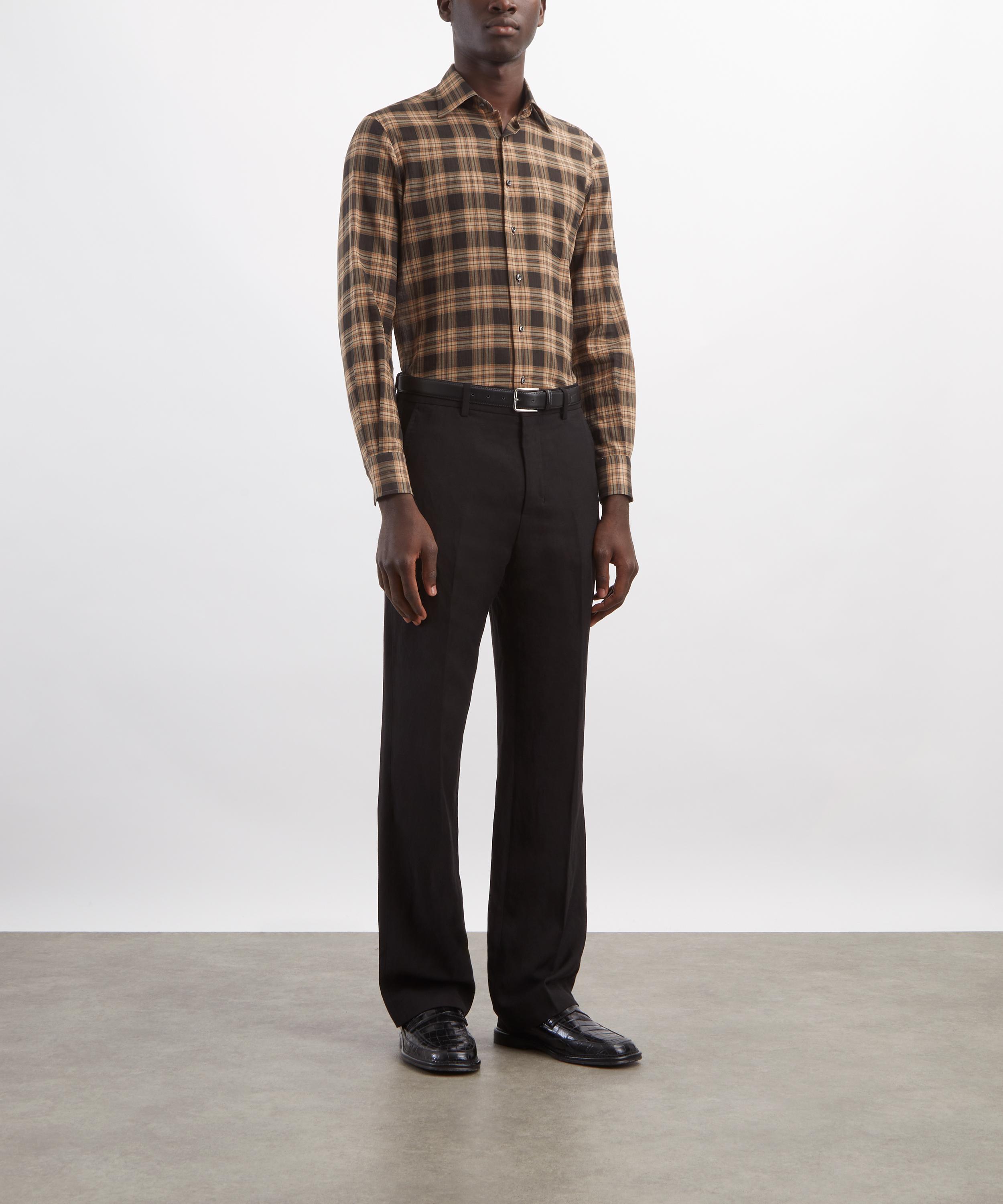 Husbands - Classic Collar Cotton Voile Plaid Shirt image number 1