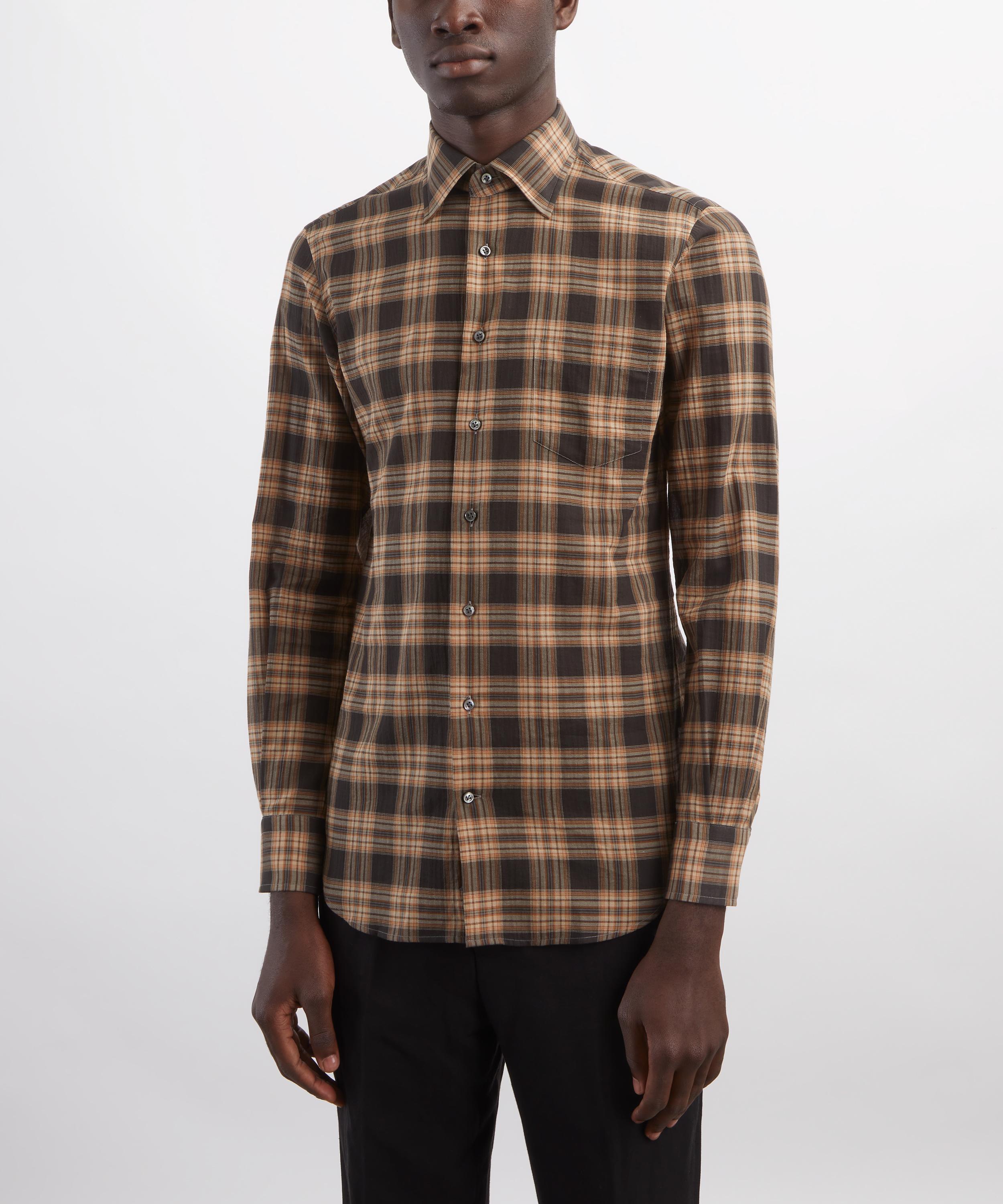 Husbands - Classic Collar Cotton Voile Plaid Shirt image number 2