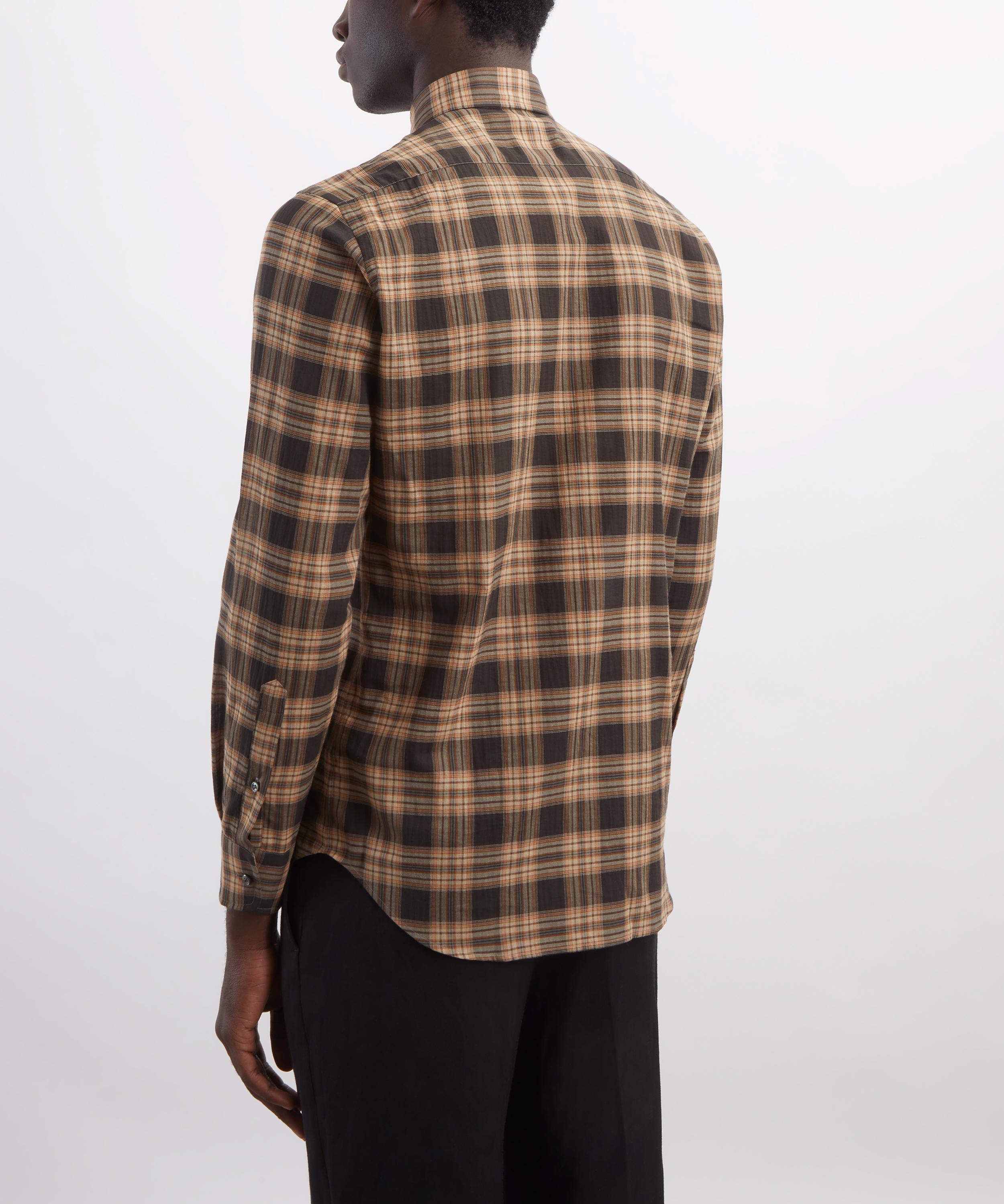 Husbands - Classic Collar Cotton Voile Plaid Shirt image number 3