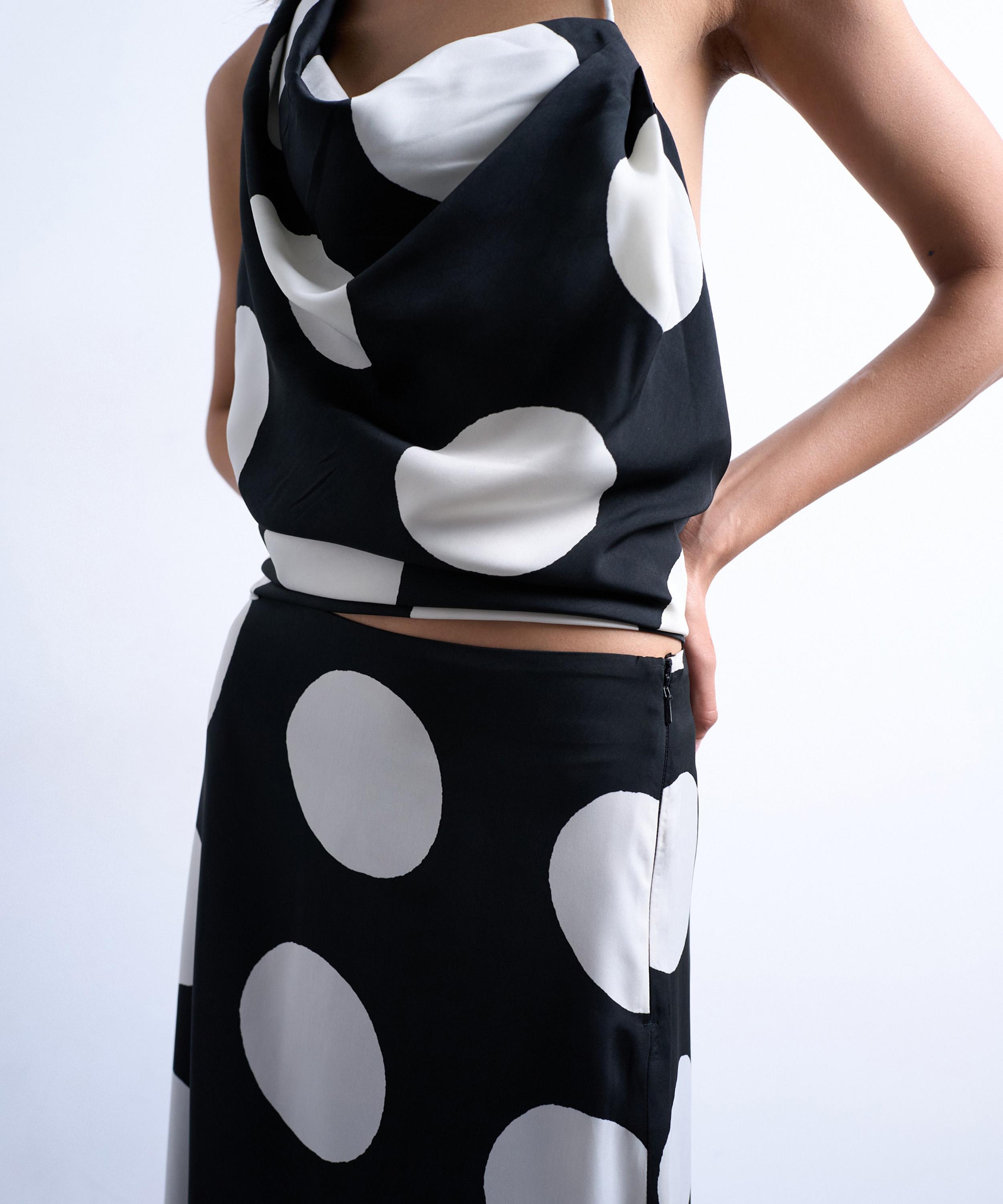 TOPSHOP - Large Mono Spot Maxi Slip Skirt image number 2