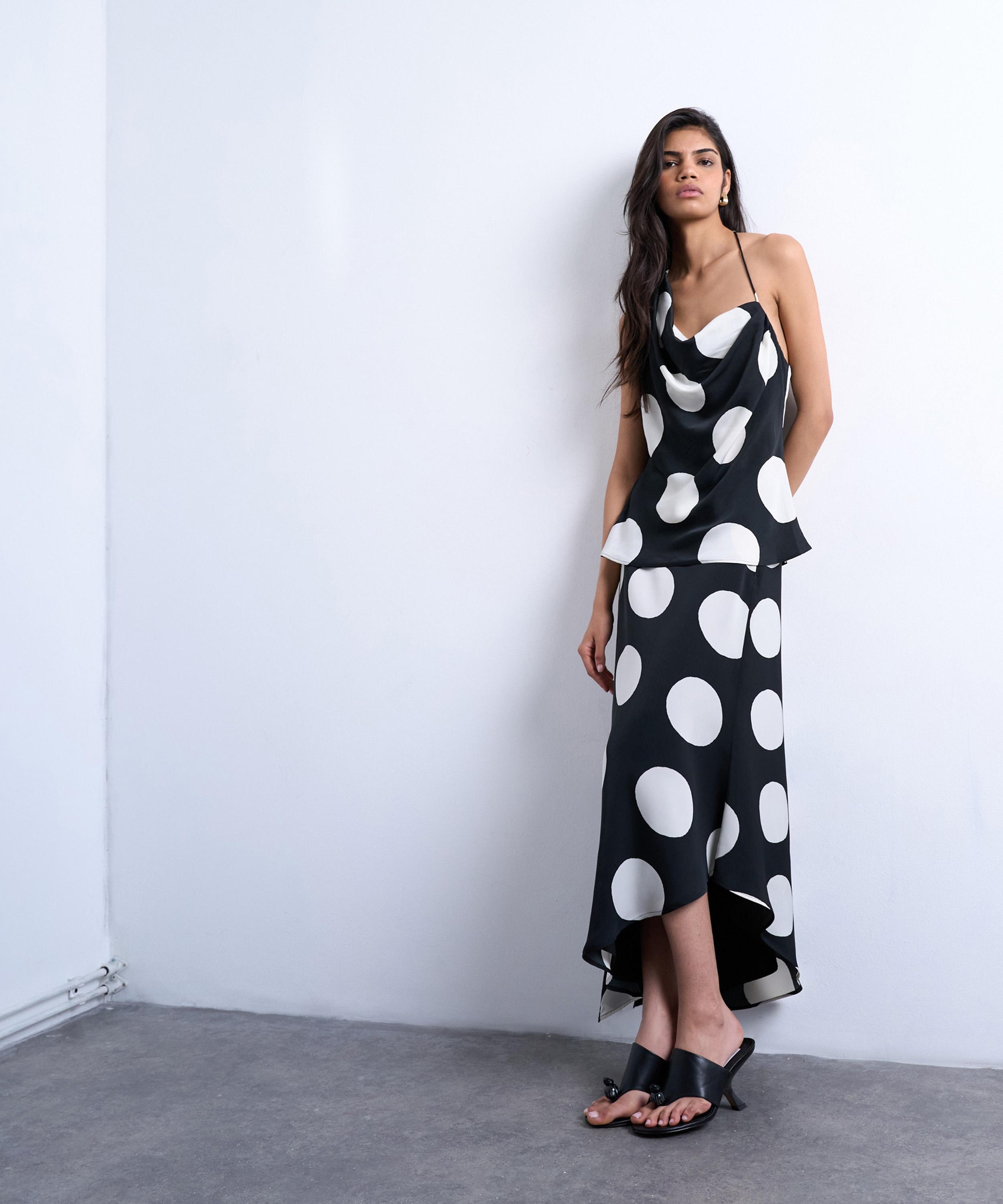 TOPSHOP - Large Mono Spot Maxi Slip Skirt image number 3