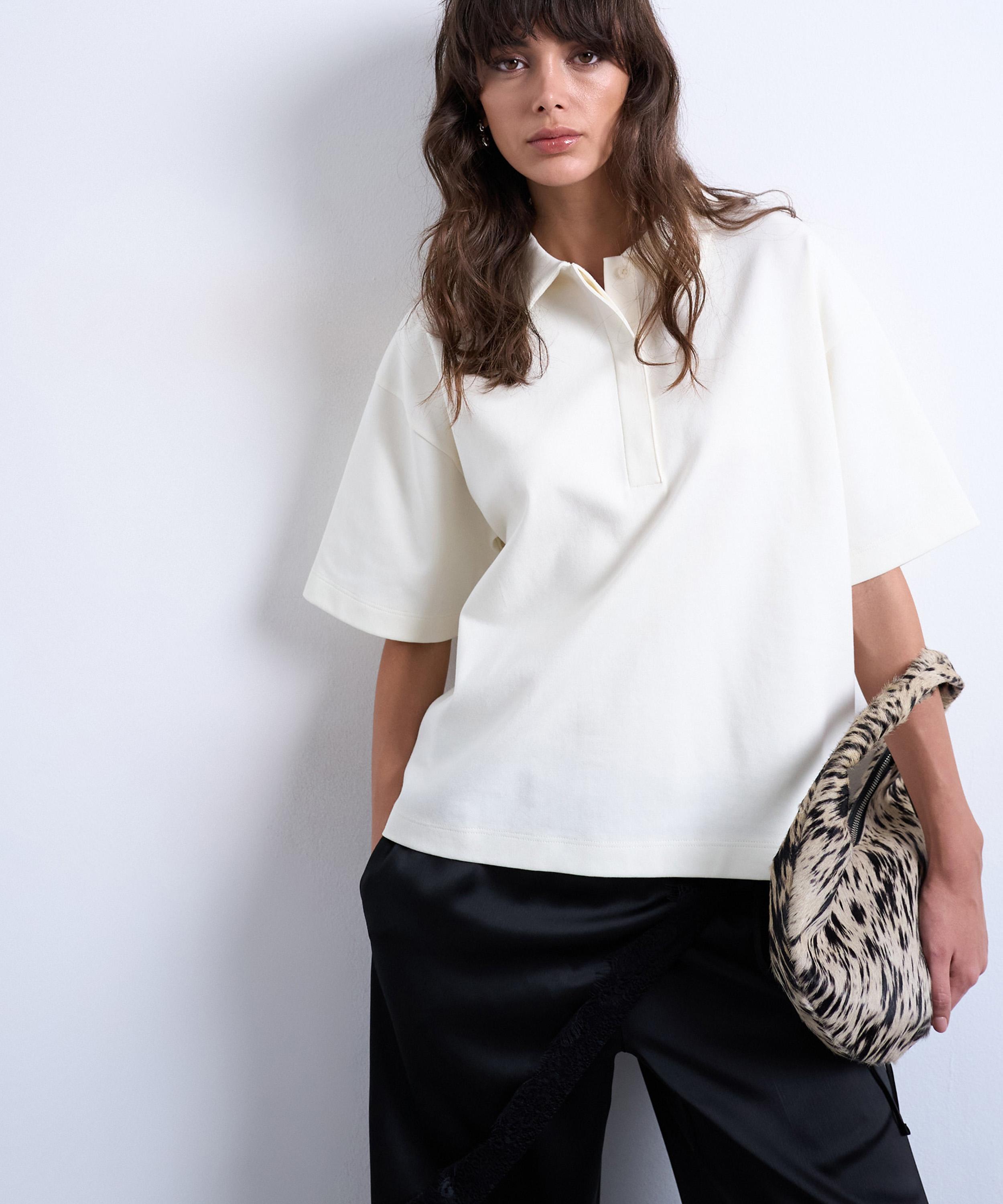 TOPSHOP - Interlock Short-Sleeve Polo Top
