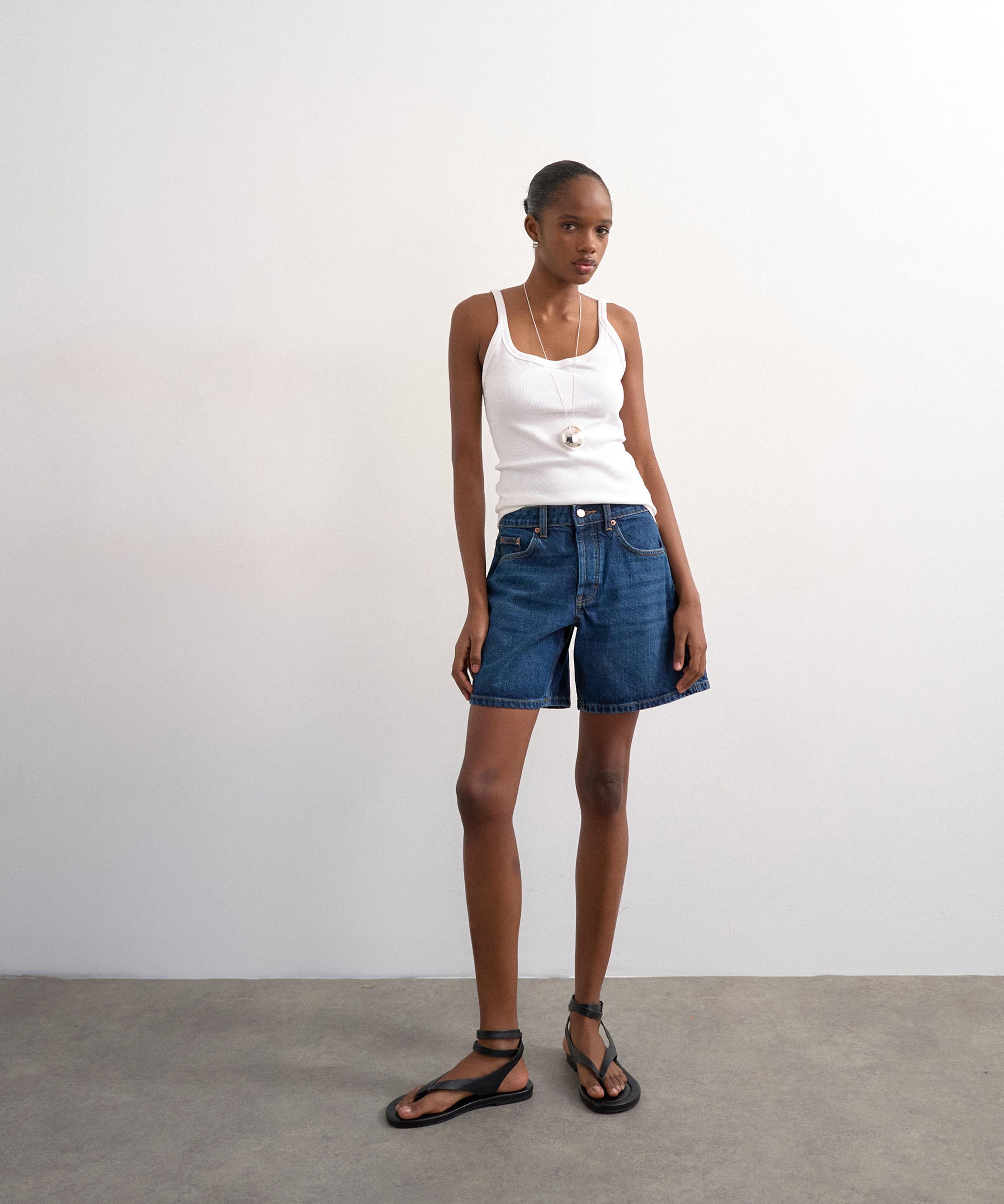 TOPSHOP - Rich Blue Denim Editor Shorts image number 1