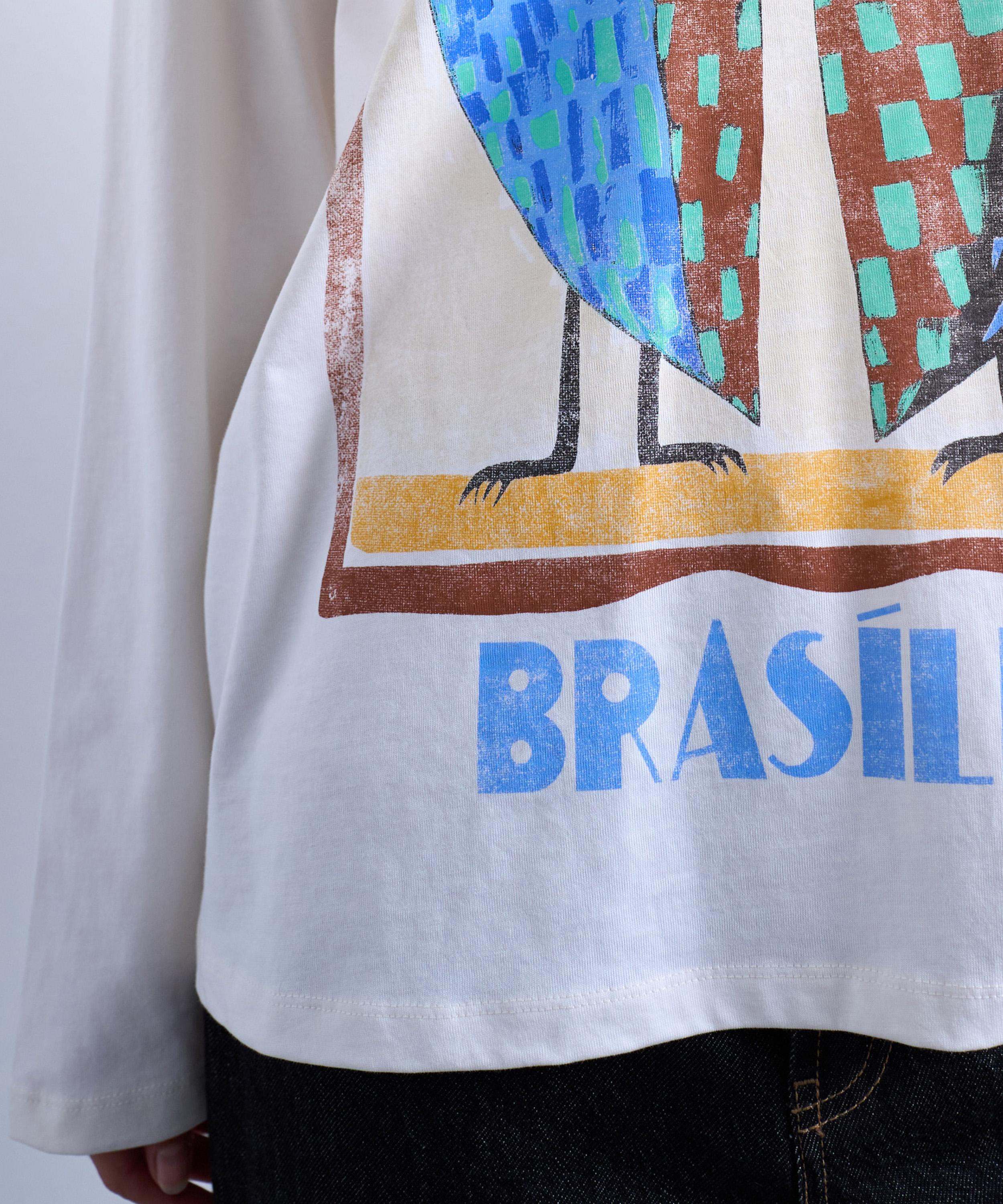 TOPSHOP - White Graphic Brasilia Contrast Ringer Skater T-Shirt image number 1