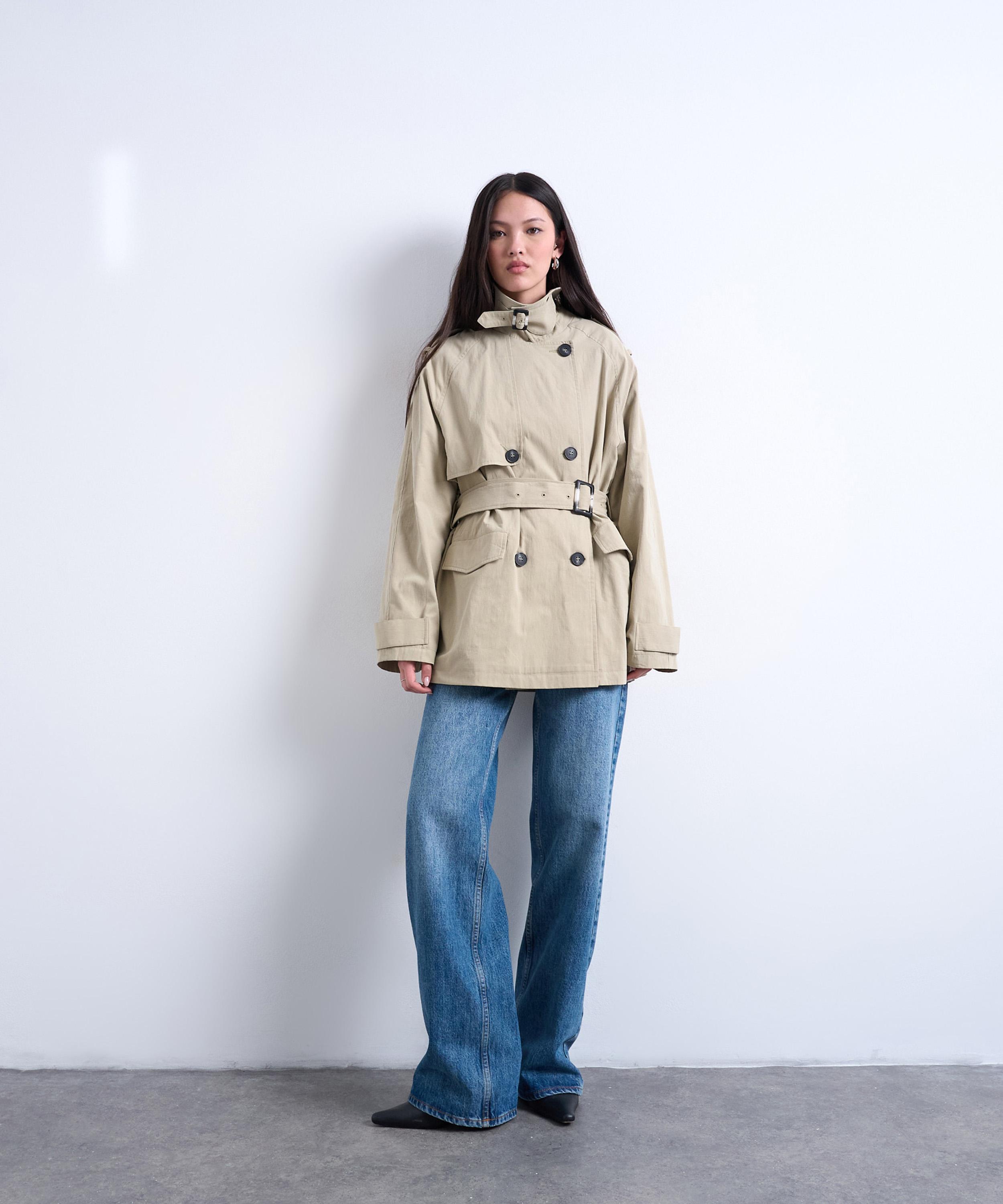TOPSHOP - Stone Short Belted Mac&nbsp;