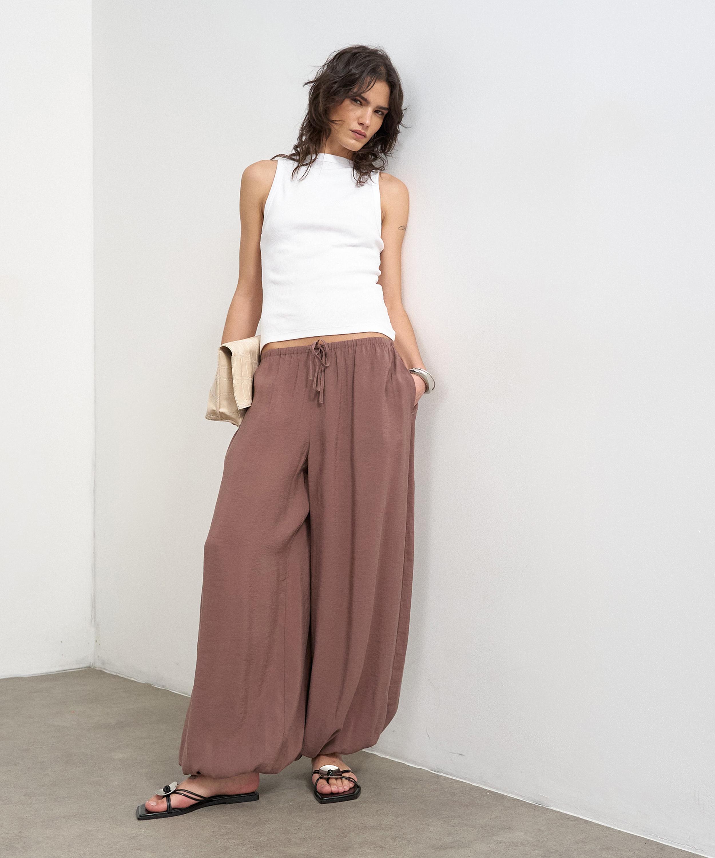 TOPSHOP - Chocolate Modal Balloon-Leg Trousers