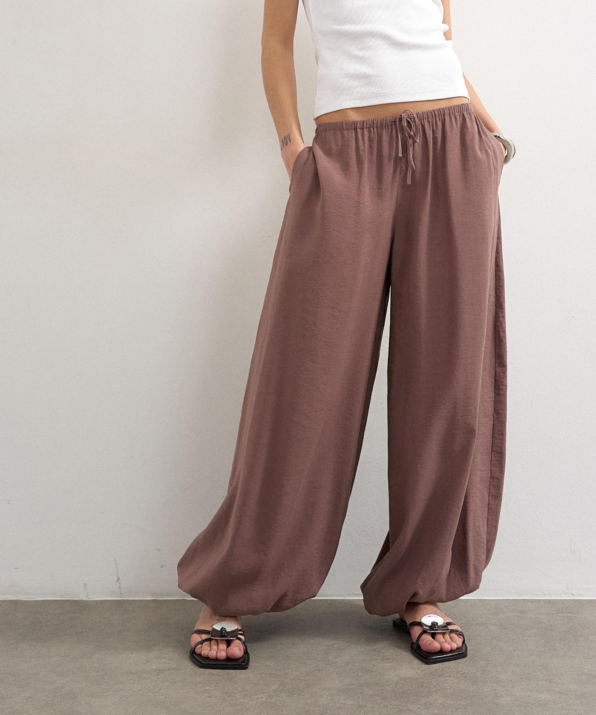 TOPSHOP - Chocolate Modal Balloon-Leg Trousers image number 1