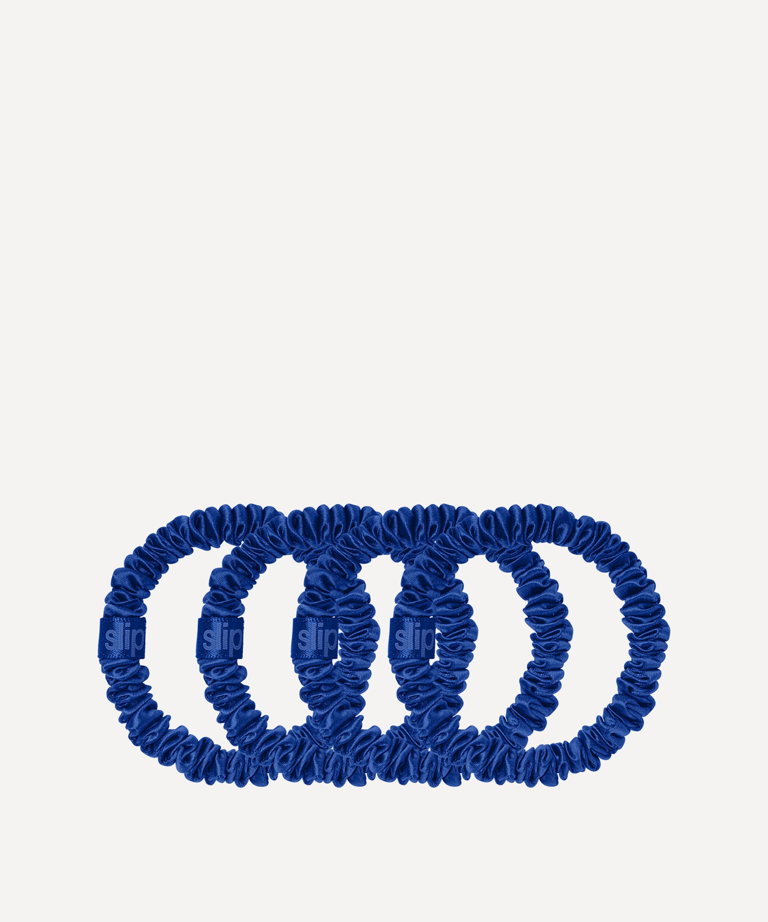 Slip - Royal Blue Skinny Silk Scrunchies Pack of 4 image number 1
