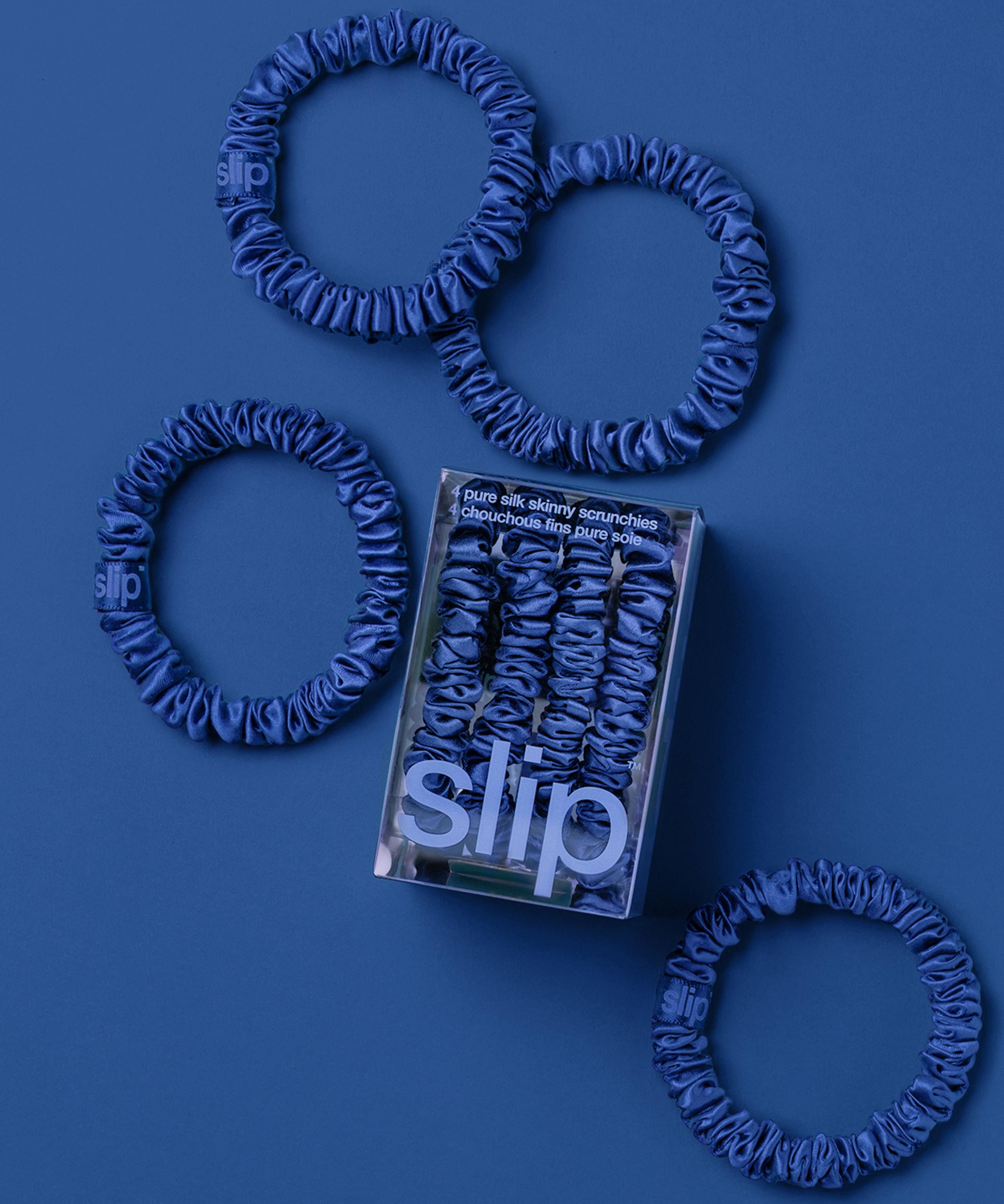 Slip - Royal Blue Skinny Silk Scrunchies Pack of 4 image number 2