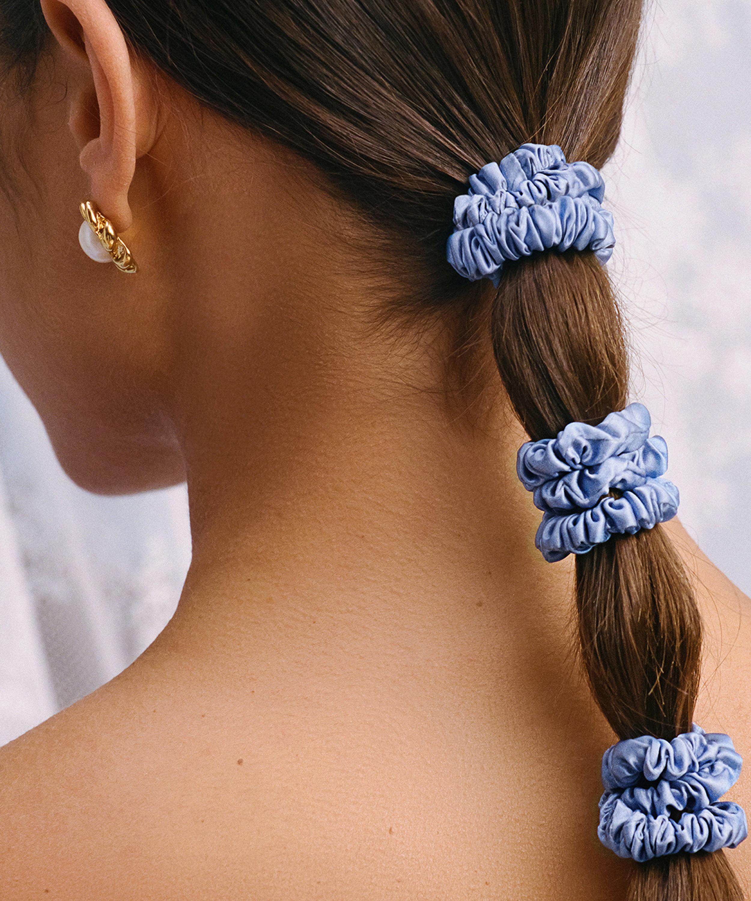 Slip - Light Blue Skinny Silk Scrunchies Pack of 4 image number 2