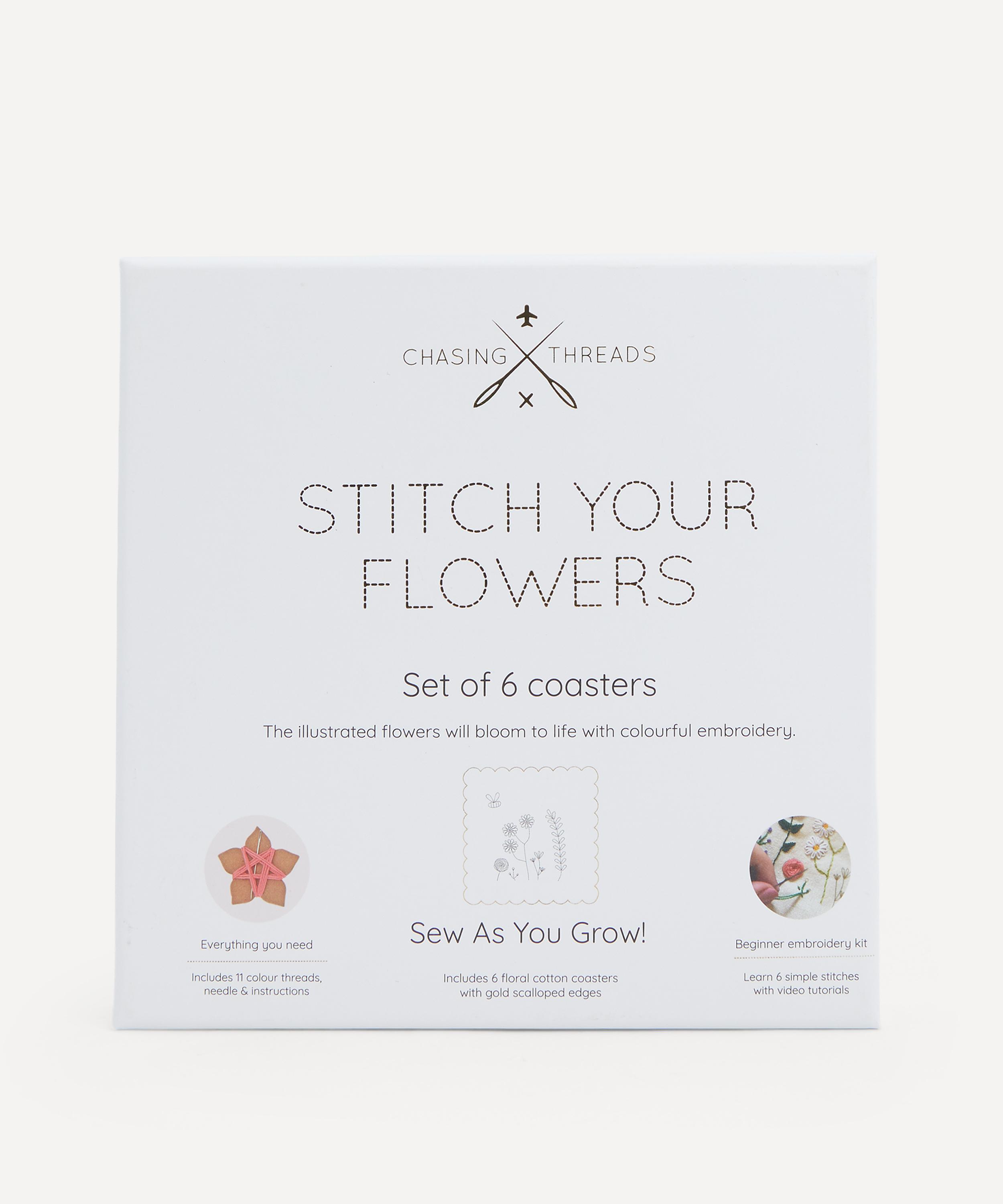 Chasing Threads - Stitch Your Flowers Cocktail Napkins Embroidery Kit image number 0