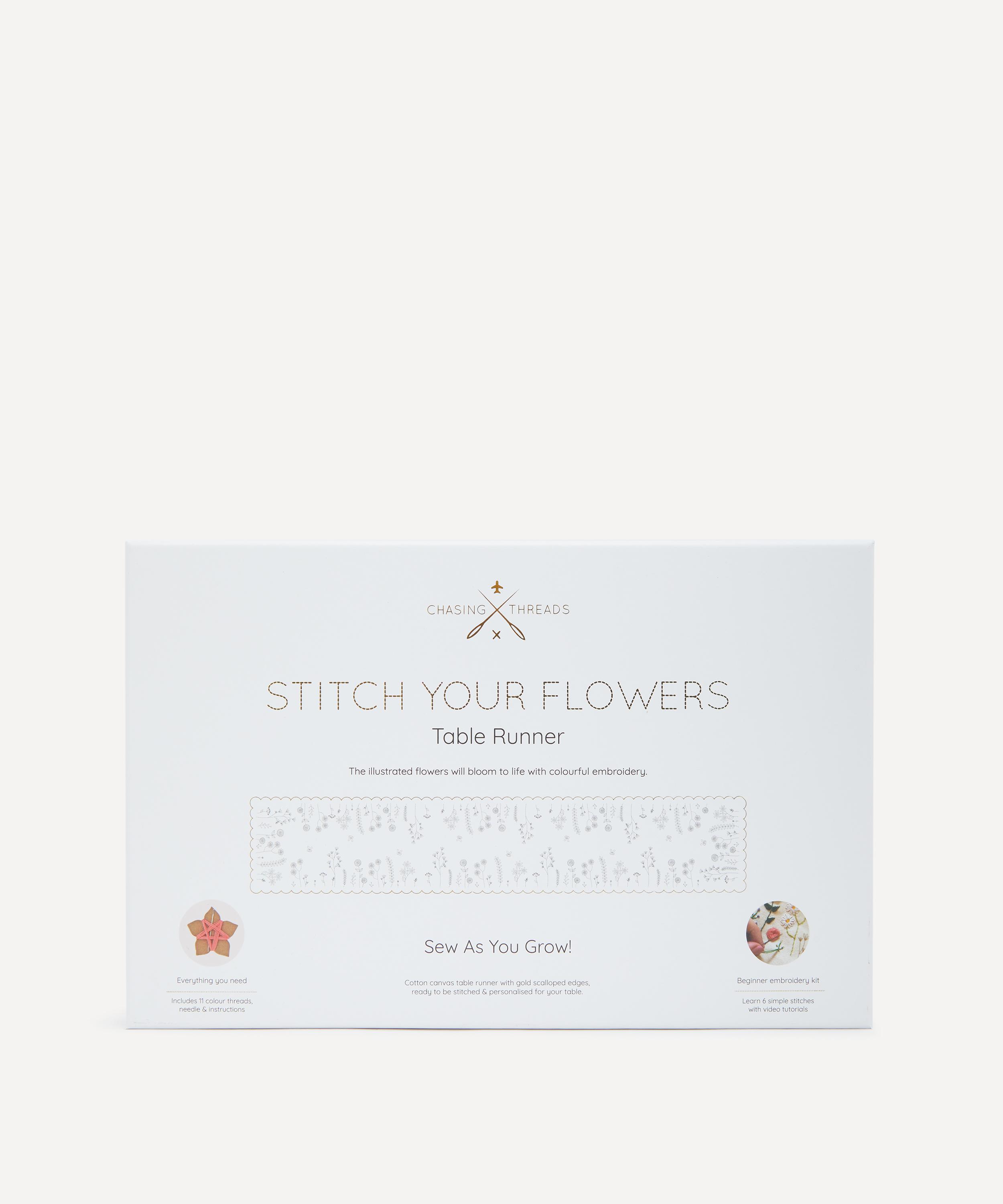 Chasing Threads - Stitch Your Flowers Table Runner Embroidery Kit image number 0